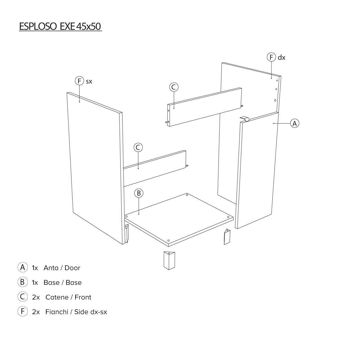 Mobile lavanderia Exe 1 anta in legno rovere chiaro P 50 x L 45 x H 84 cm - 10