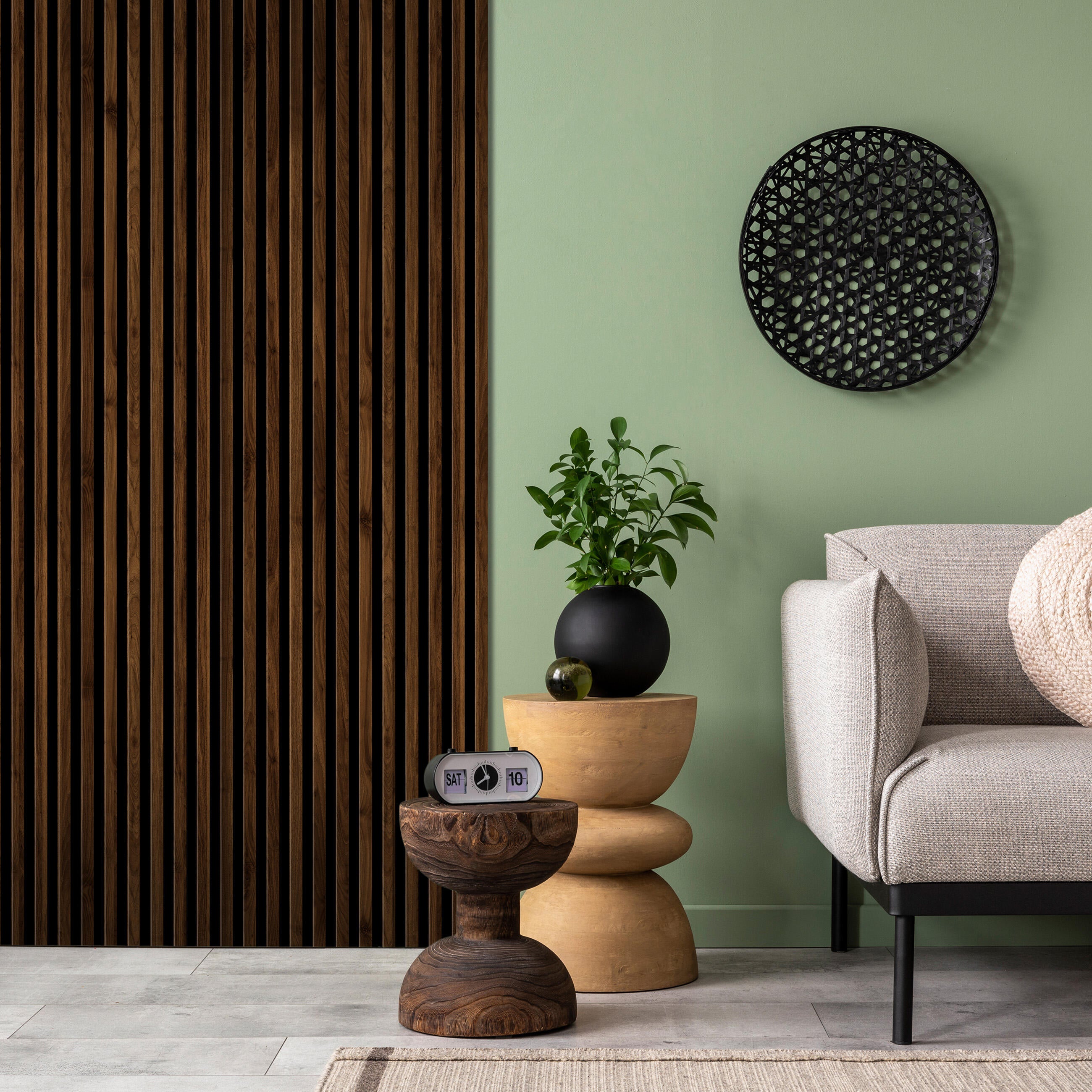 Panele ścienne 3D Lamel na czarnym filcu 265x30 cm Orzech Trend 7 lameli - 3