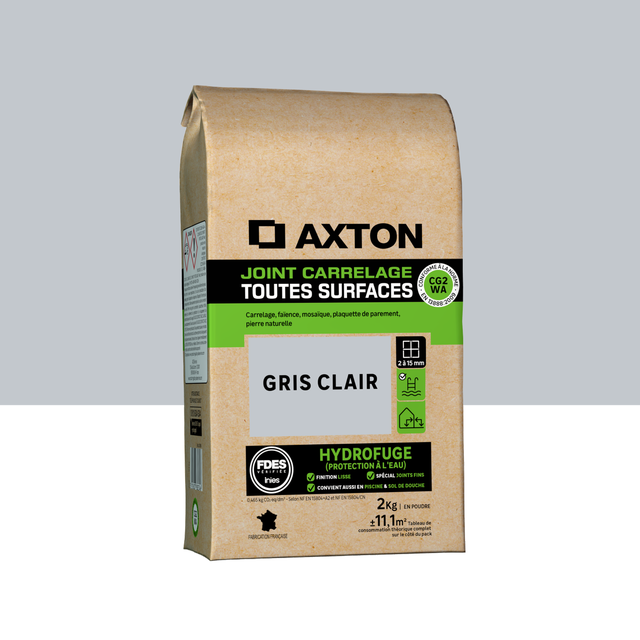 Joint tous types de carrelage et mosaïque gris clair AXTON, 2 kg