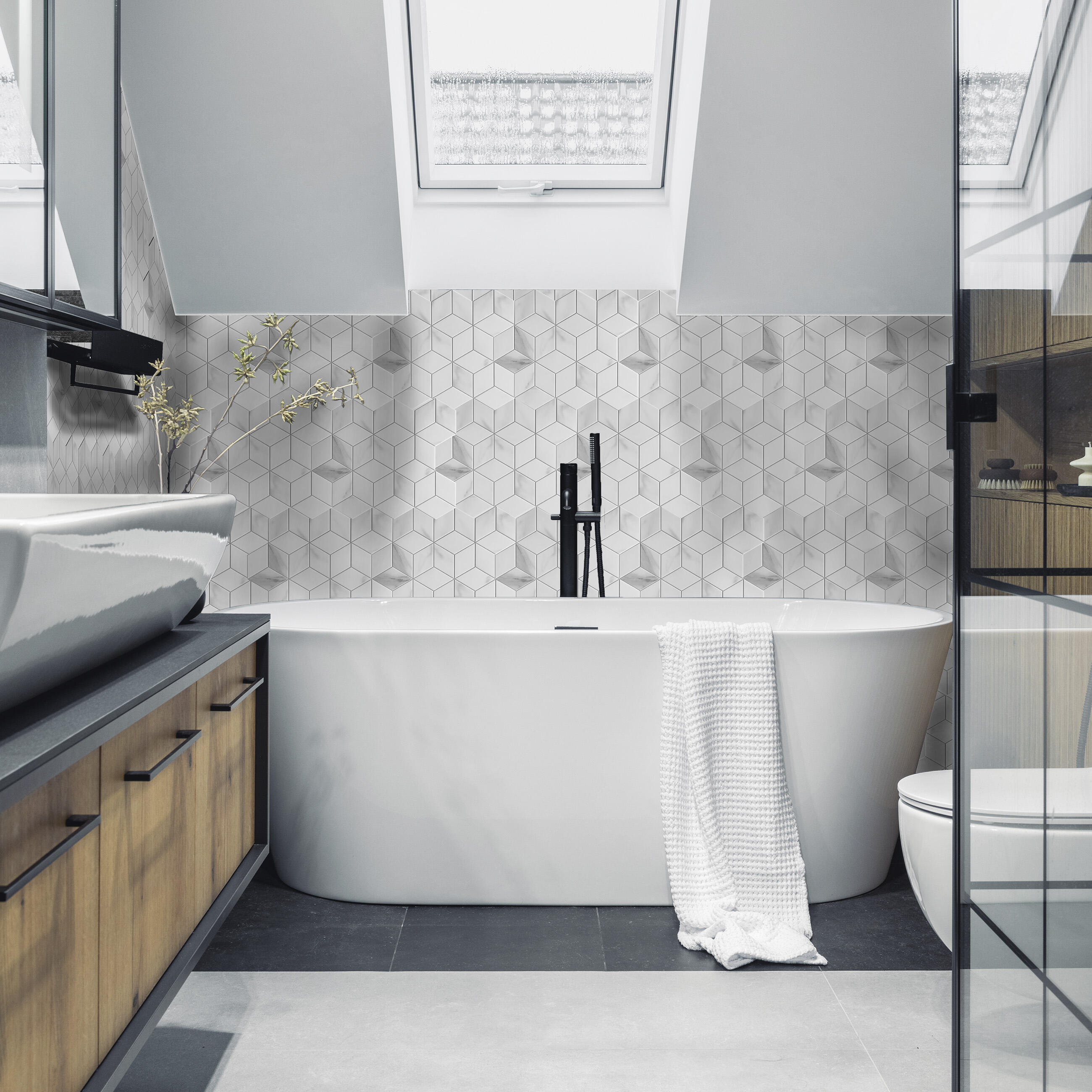 Panele ścienne Deko samoprzylepne PCV White Cube 35x29 cm grubość 3 mm - 2