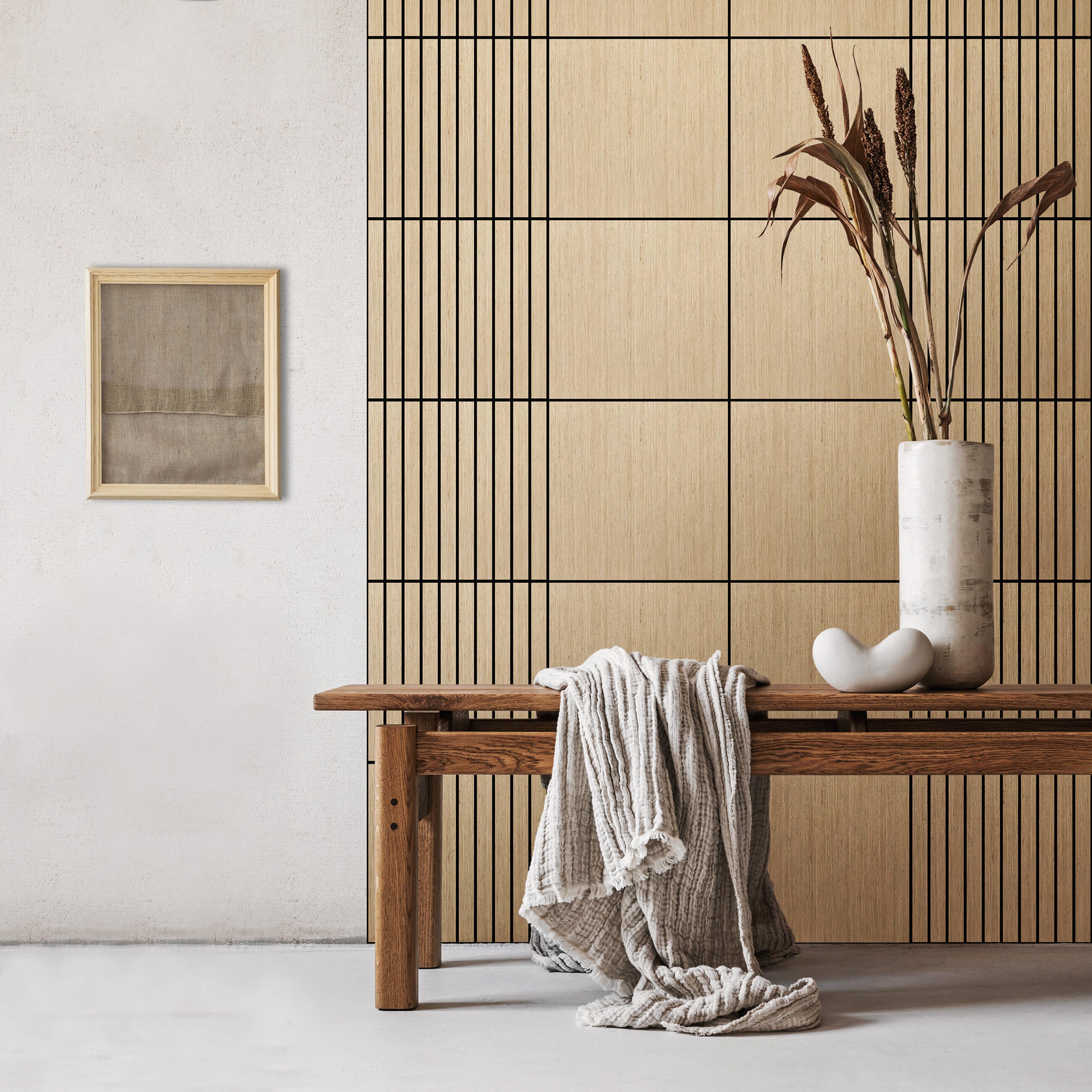 Panele ścienne 3D SOFT na czarnym filcu 50x50 cm Dąb linie - 3