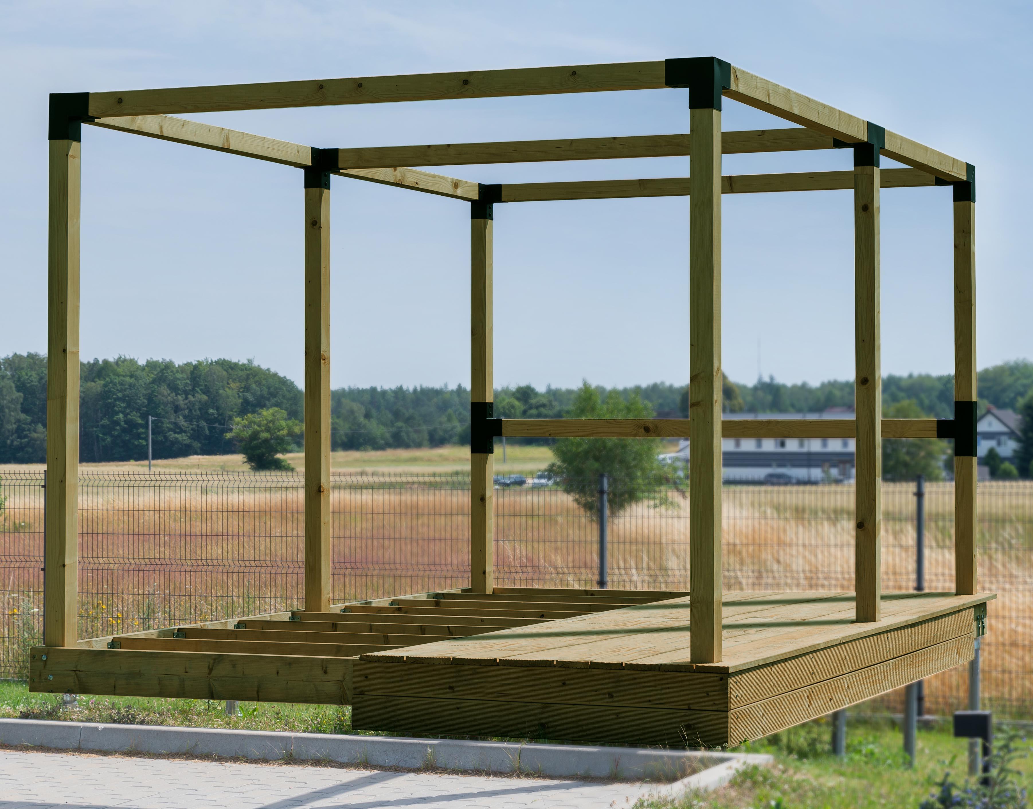 Poste de madera maciza tratado autoclave de  9x9x240 cm para pérgola - 4