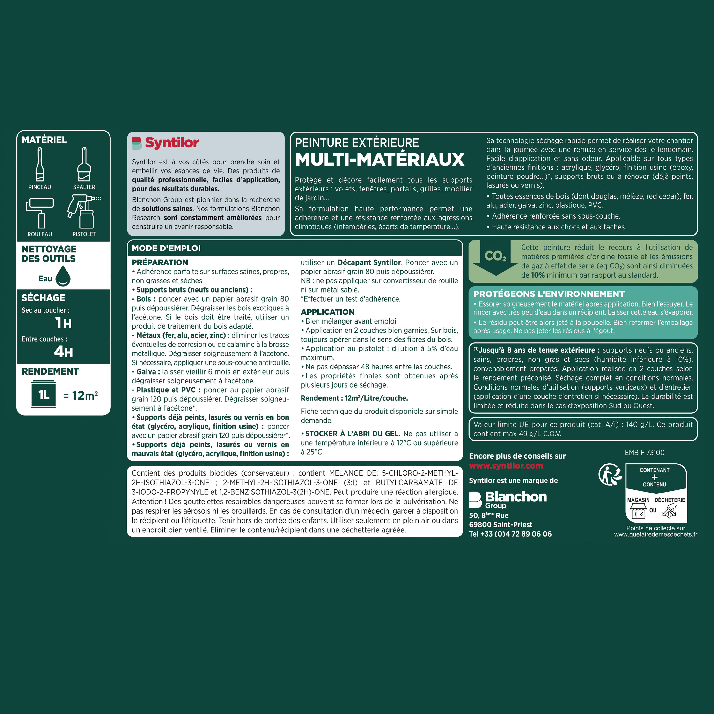 Peinture extérieure bois, aluminium, pvc . SYNTILOR gris alu satiné 0.5L - 3