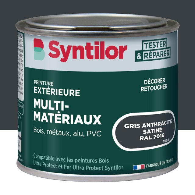 Peinture extérieure bois, alu, pvc . SYNTILOR gris anthracite satiné 0.125l