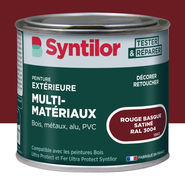 Peinture extérieure bois, aluminium, pvc . SYNTILOR rouge basque satiné 125ml