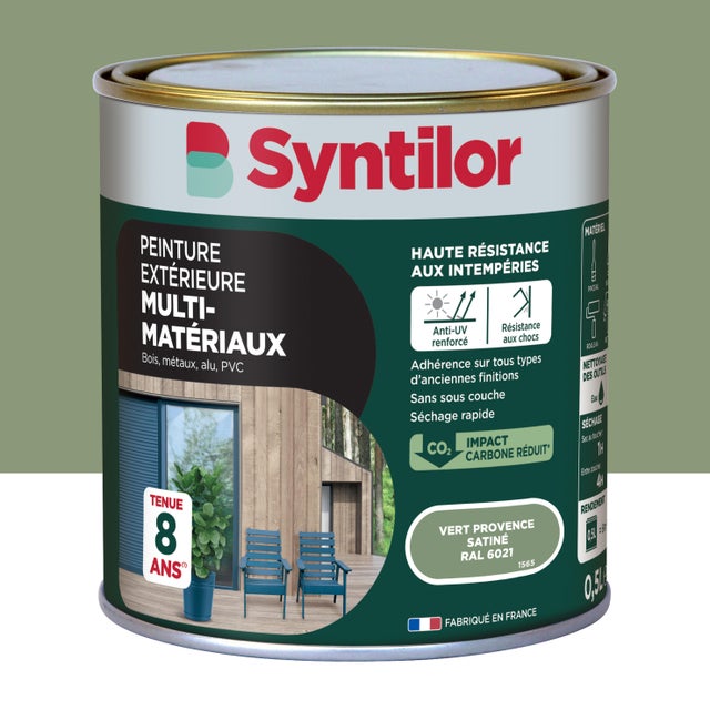 Peinture extérieure bois, aluminium, pvc . SYNTILOR vert provence satiné 0.5L