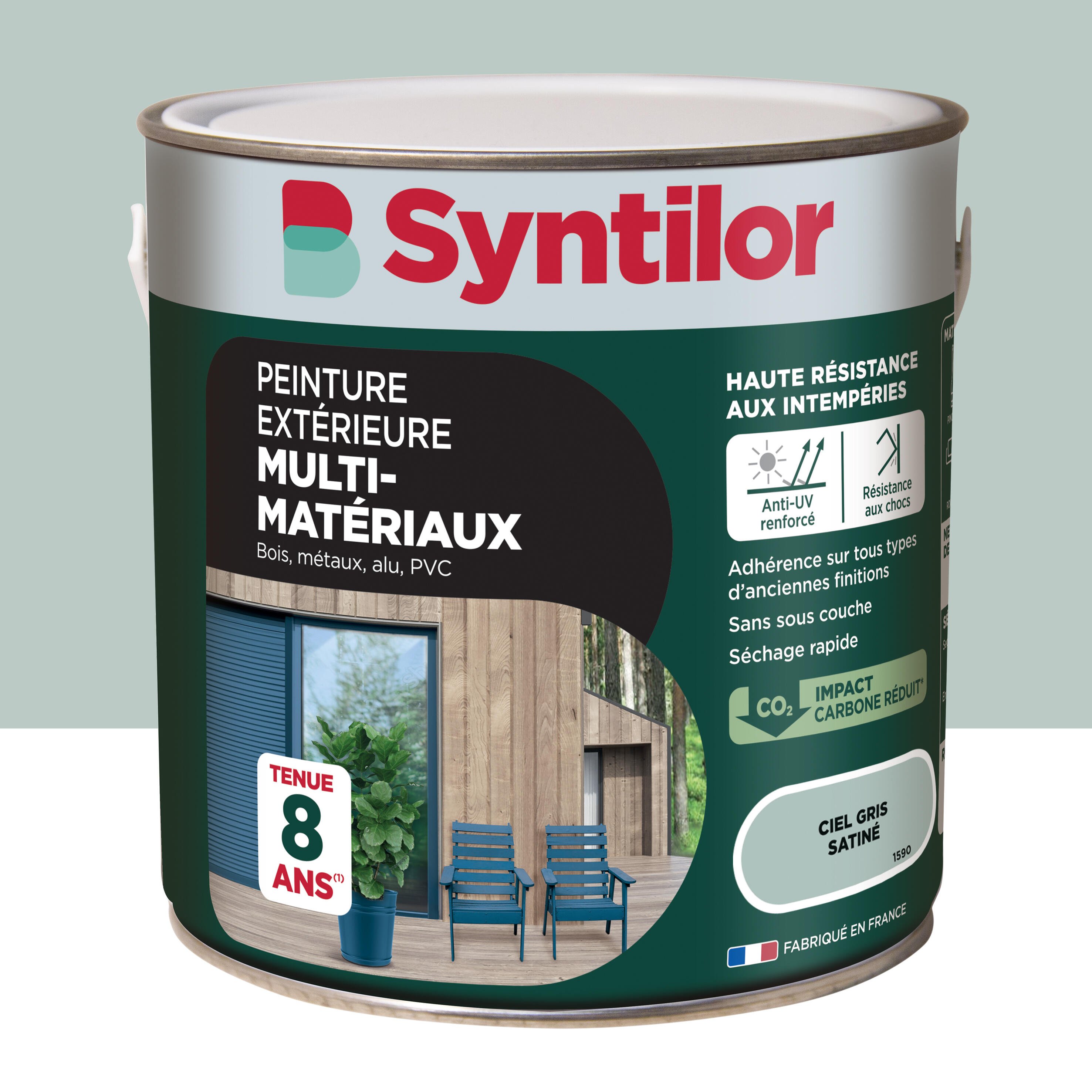 Peinture extérieure bois Ultra protect SYNTILOR ciel gris satiné 0.5l