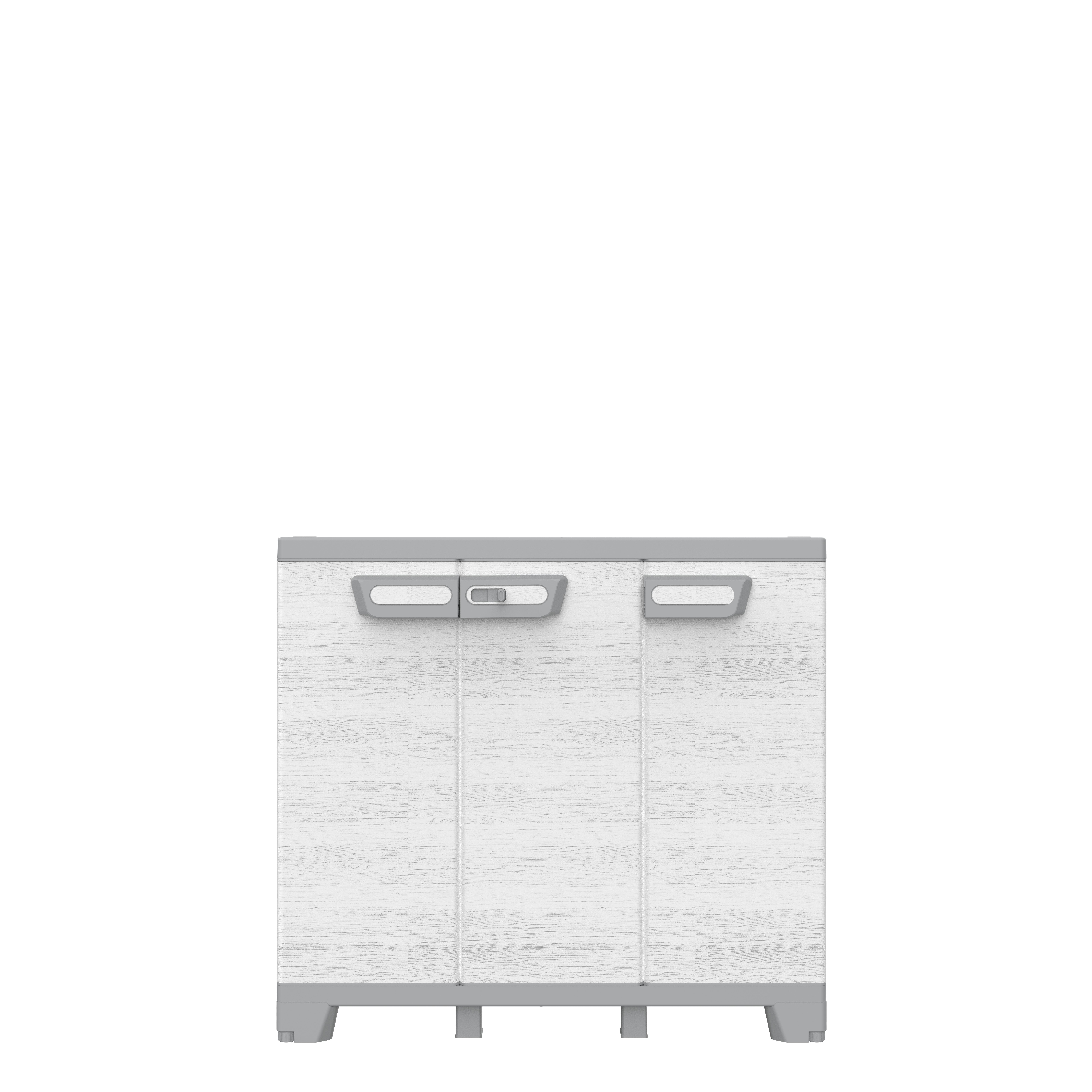 Armario bajo de resina 3 puertas 93.5x102x39 cm para uso interior / exterior gris
