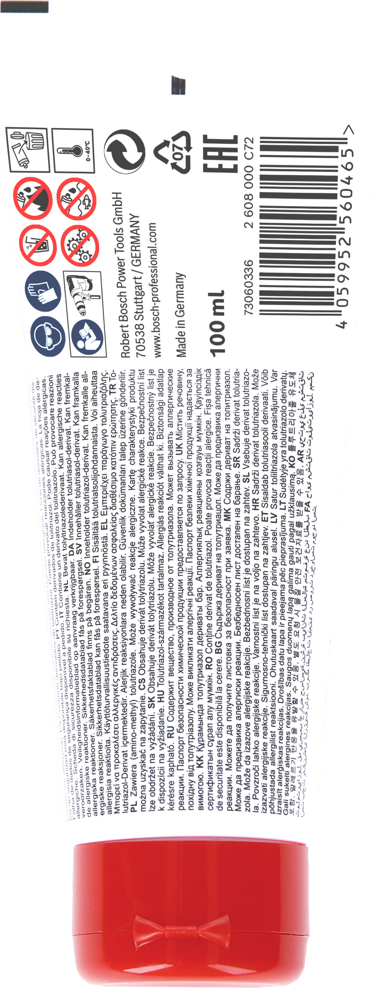 Tube de graisse pour forets et burins 100 Ml BOSCH - 2