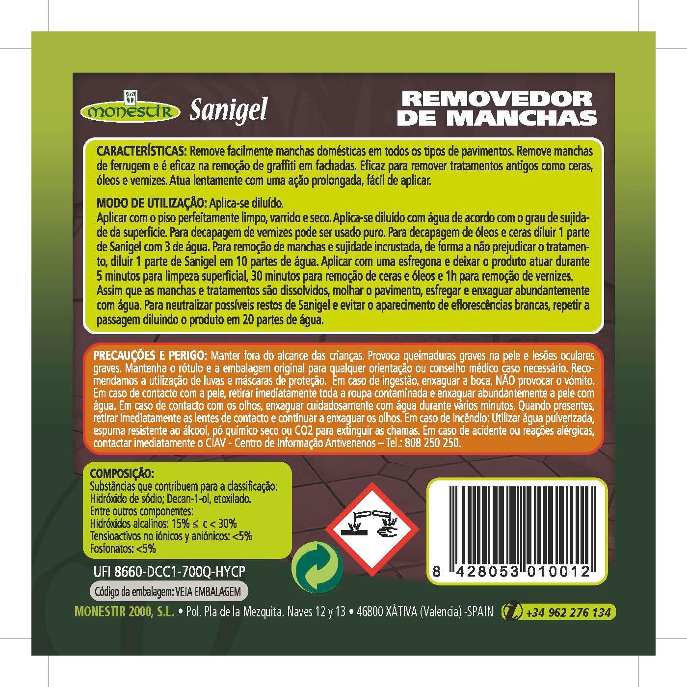 Sanigel remove manchas chão 1 L Monestir - 12