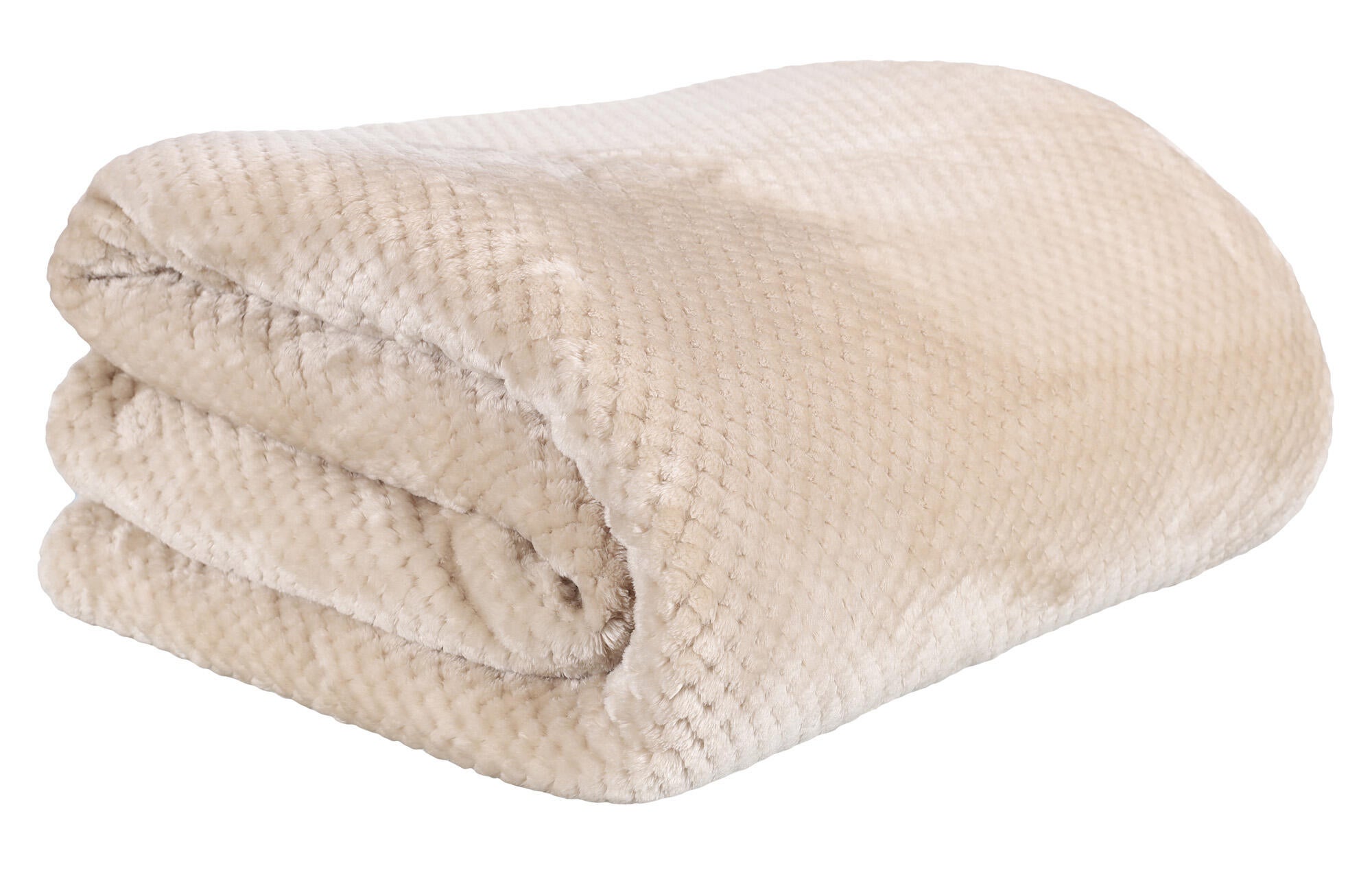 Manta franela Sherpa rectangular  poliéster beige overlock y cosido de 180x220 cm - 3