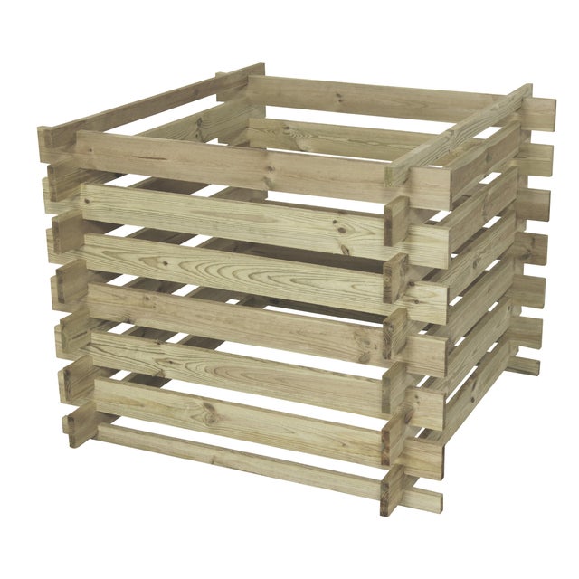 Compostador de madera de pino 440L 100x71x100 cm sin tapa