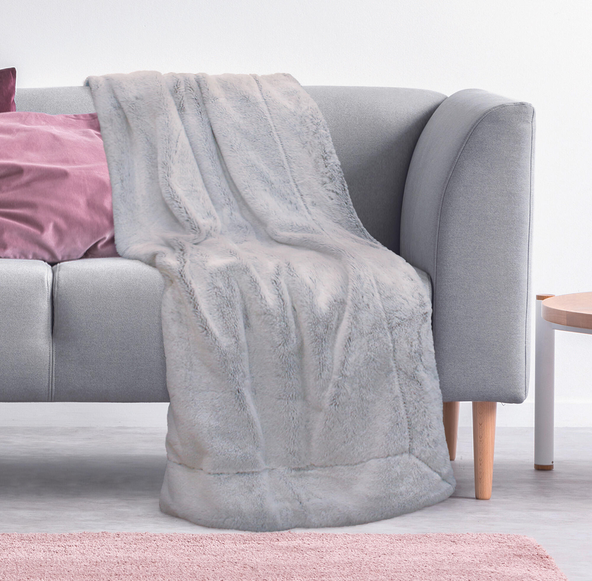 Manta sherpa poliéster gris 140x200 cm