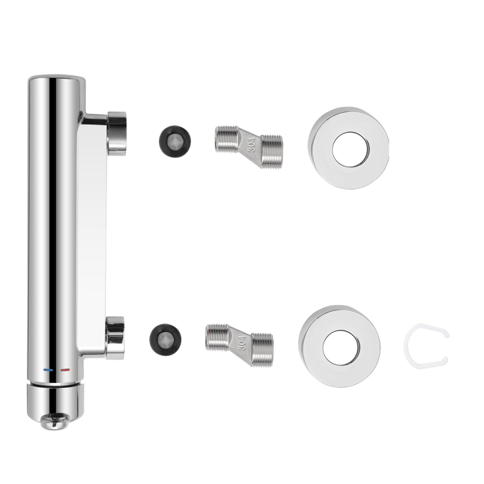 Vista despiezada del mezclador de ducha cromado Easy Sensea