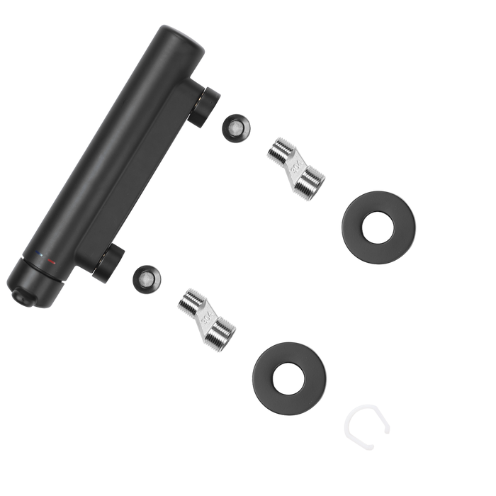 Vista despiezada del mezclador de ducha Easy Sensea negro