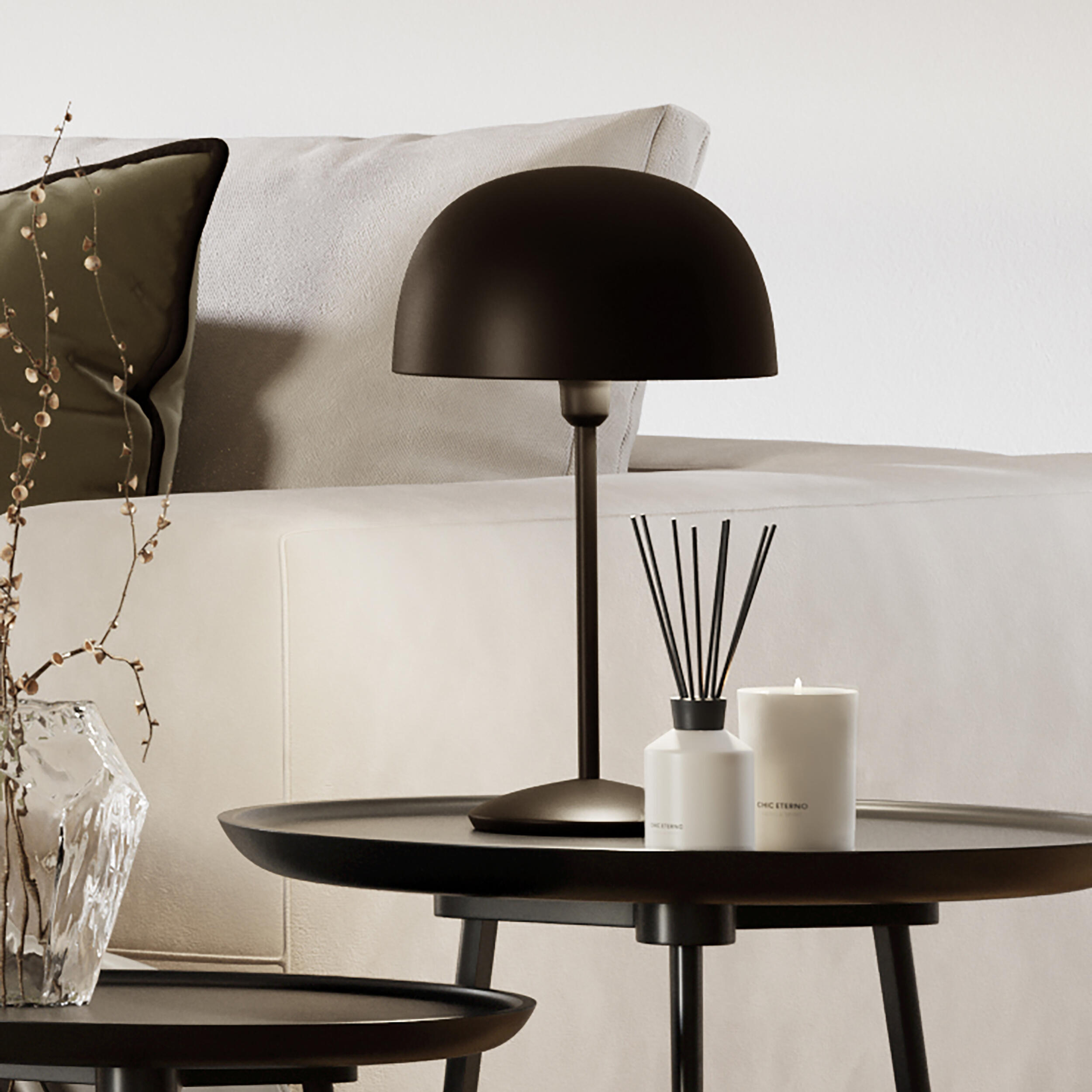 Lámpara de mesa Kane luz E14 20 cm negro Leroy Merlin