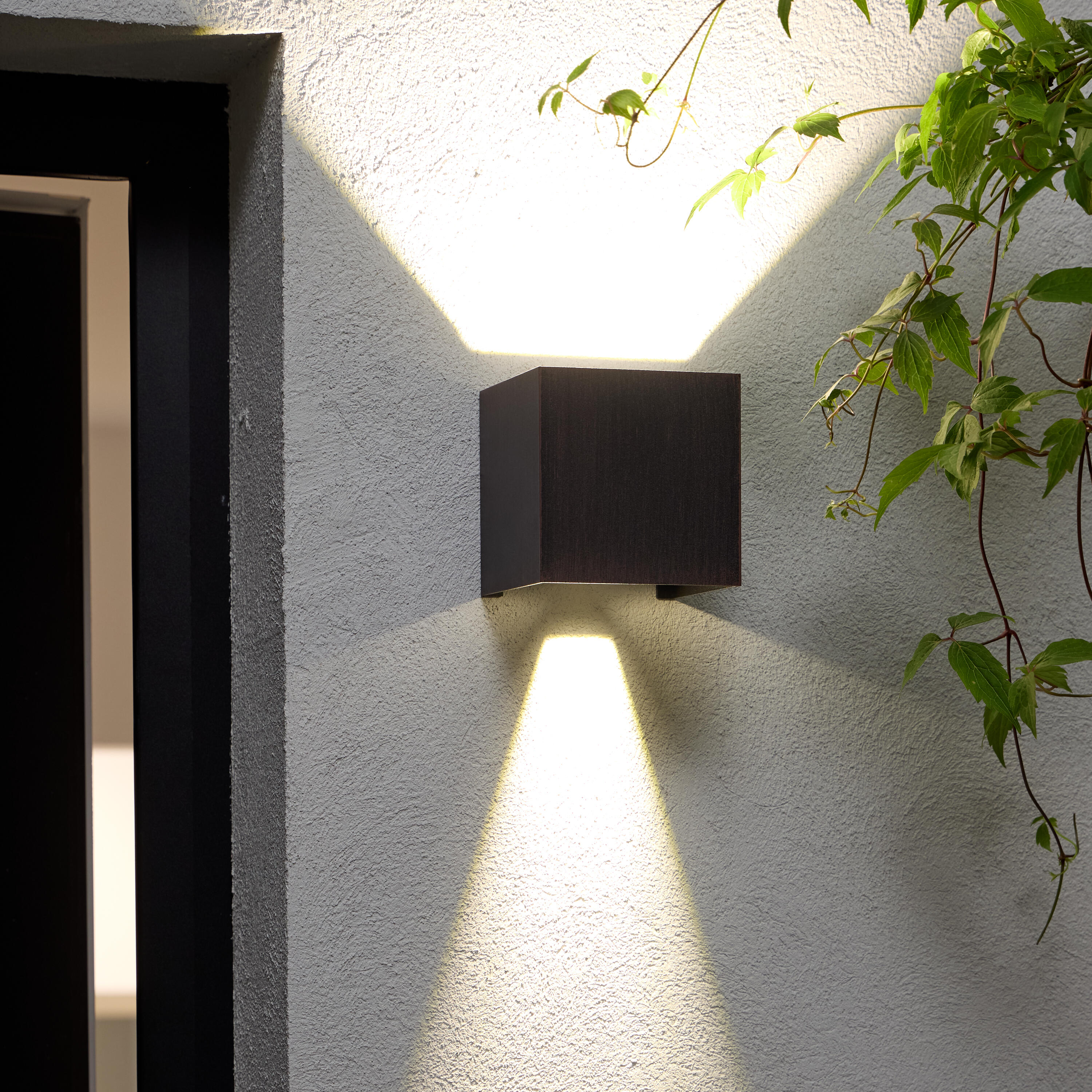Applique LED da esterno Roxbury doppia luce marrone IP54, luce bianco naturale 850 lumen, INSPIRE - 8