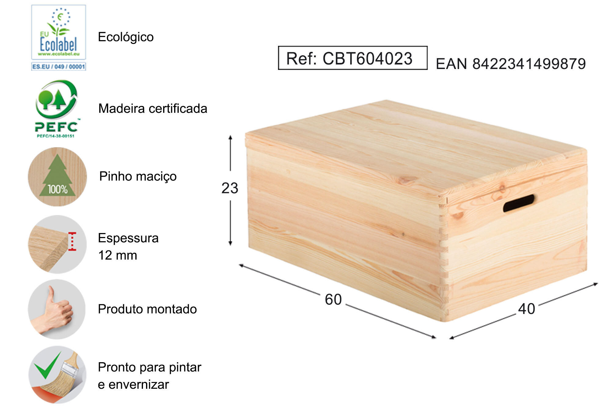 Caixa de madeira CREATIVE 60X40X23CM - 5