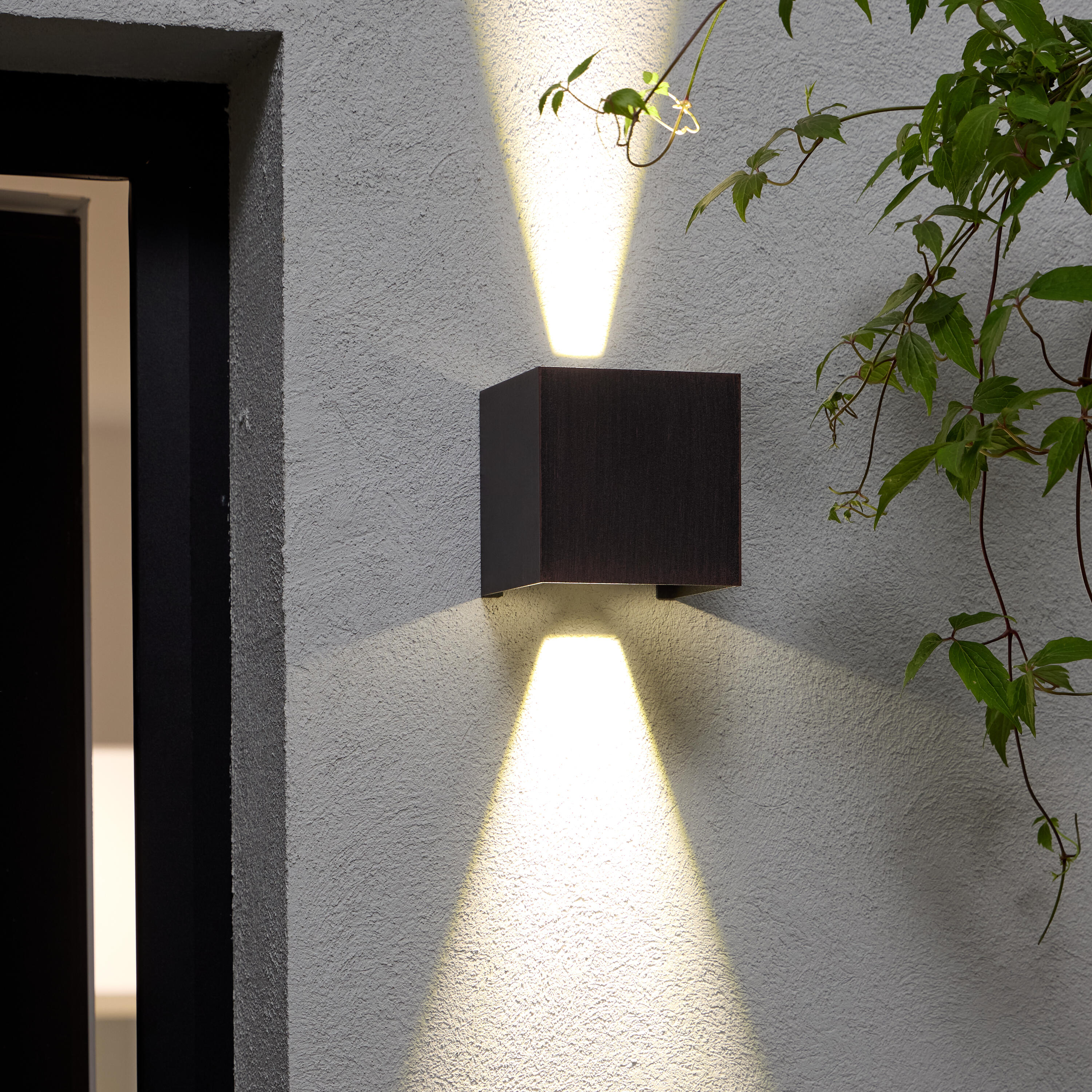 Applique LED da esterno Roxbury doppia luce marrone IP54, luce bianco naturale 850 lumen, INSPIRE - 3