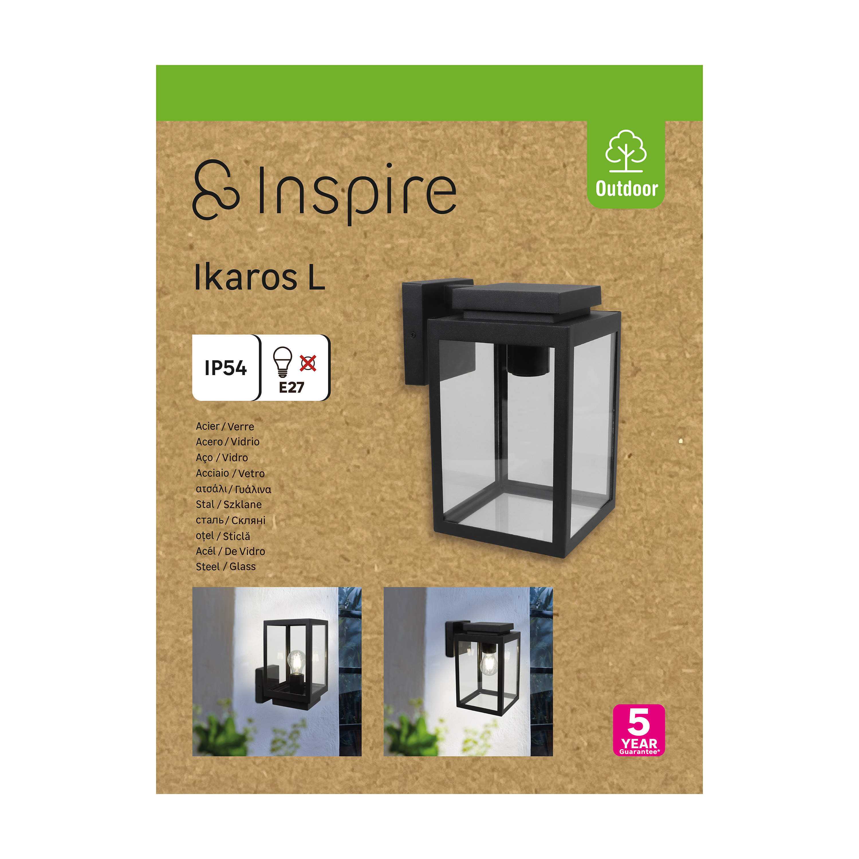 Kinkiet zewnętrzny Ikaros góra czarny E27 IP54 Inspire - 6