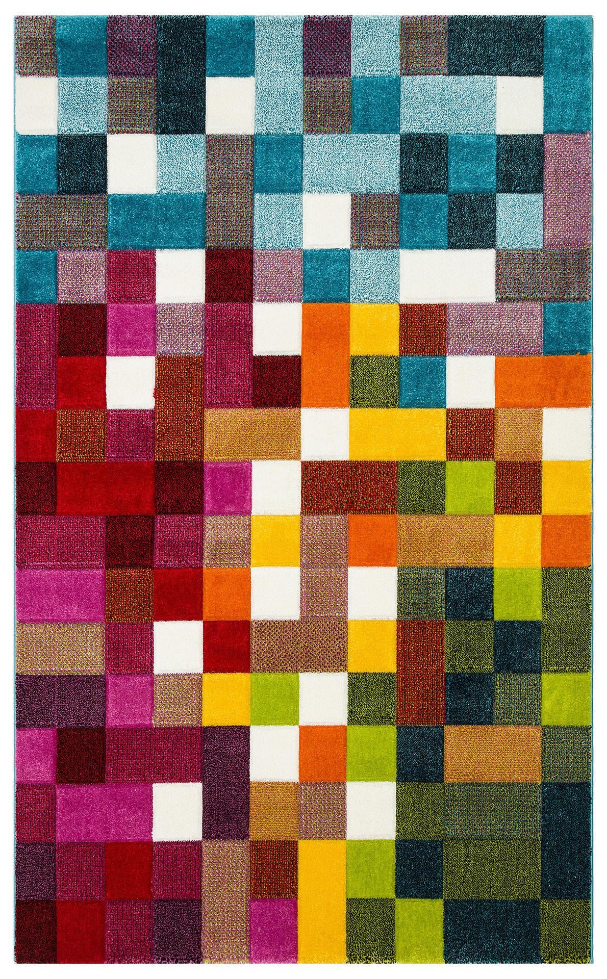 Alfombra polipropileno colorful 869/287 120x180cm pelo mediano con líneas multicolor
