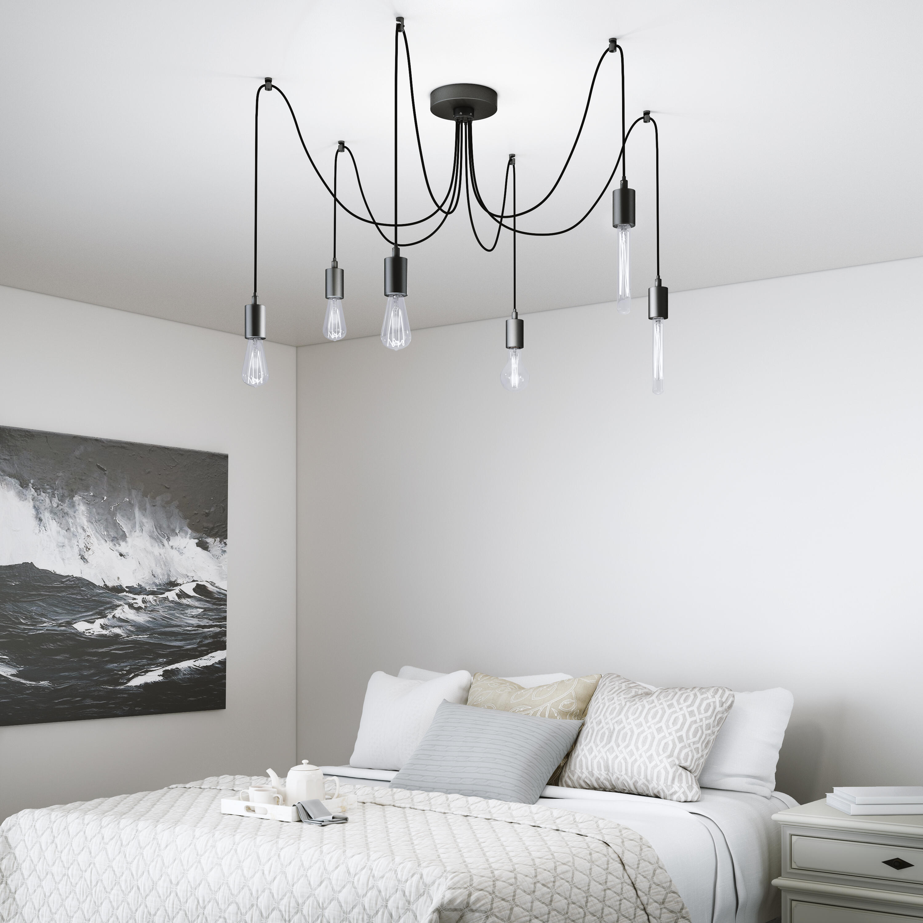 Suspension Easly, acier, noir, Diam.260 cm INSPIRE, E27 - 3