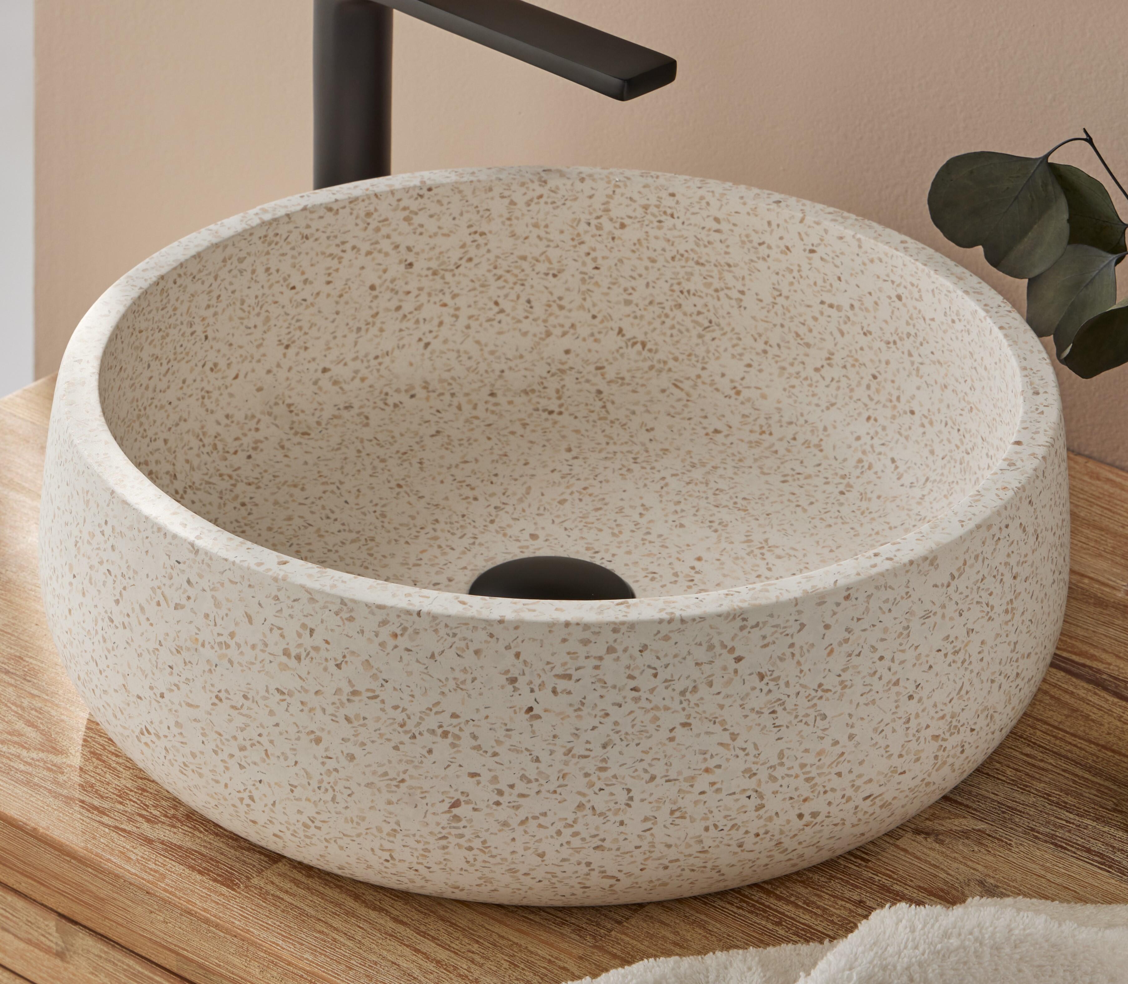 Lavatório de pousar 39x14x39 cm bege mate Florencia Terrazo - 4