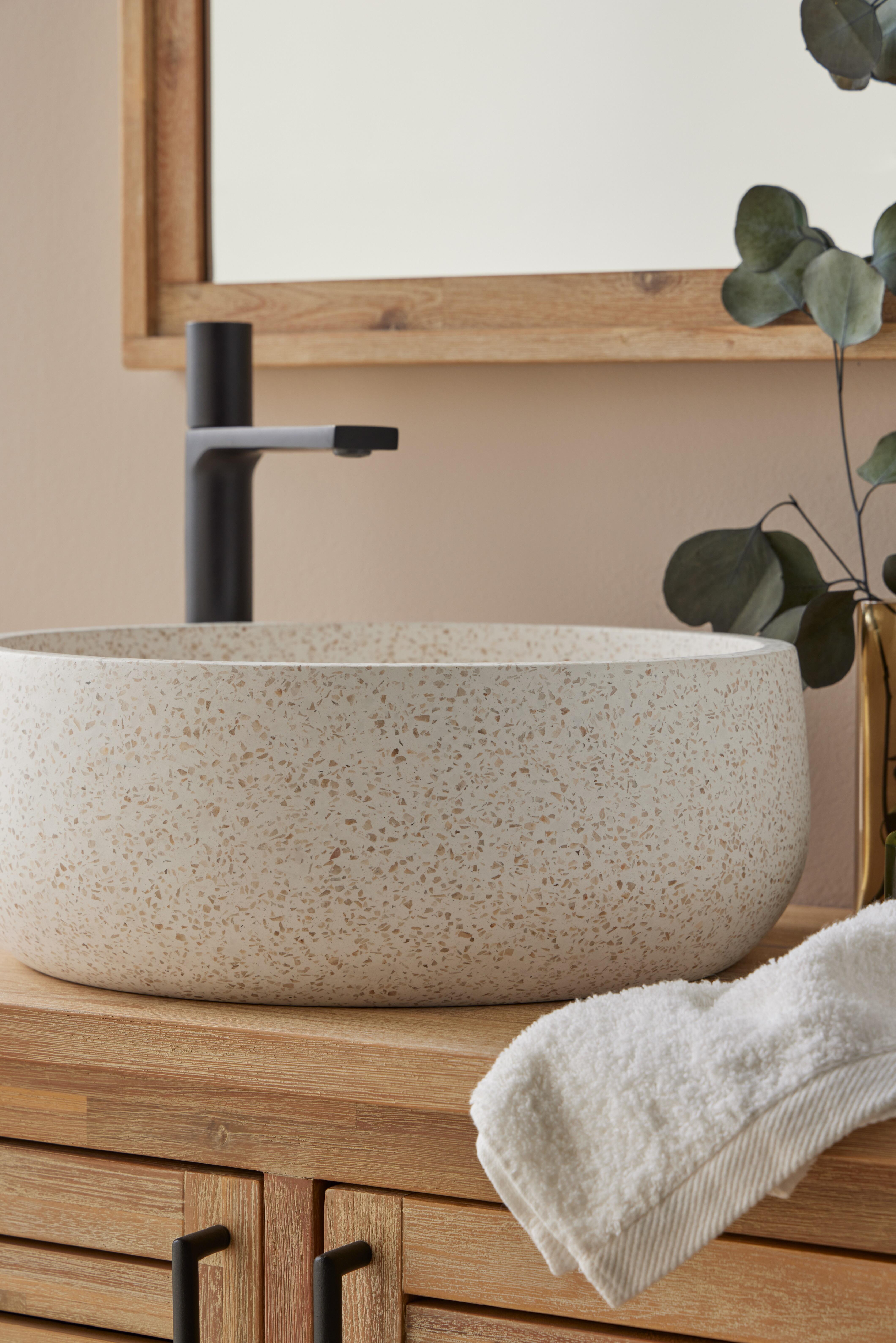 Lavatório de pousar 39x14x39 cm bege mate Florencia Terrazo - 5