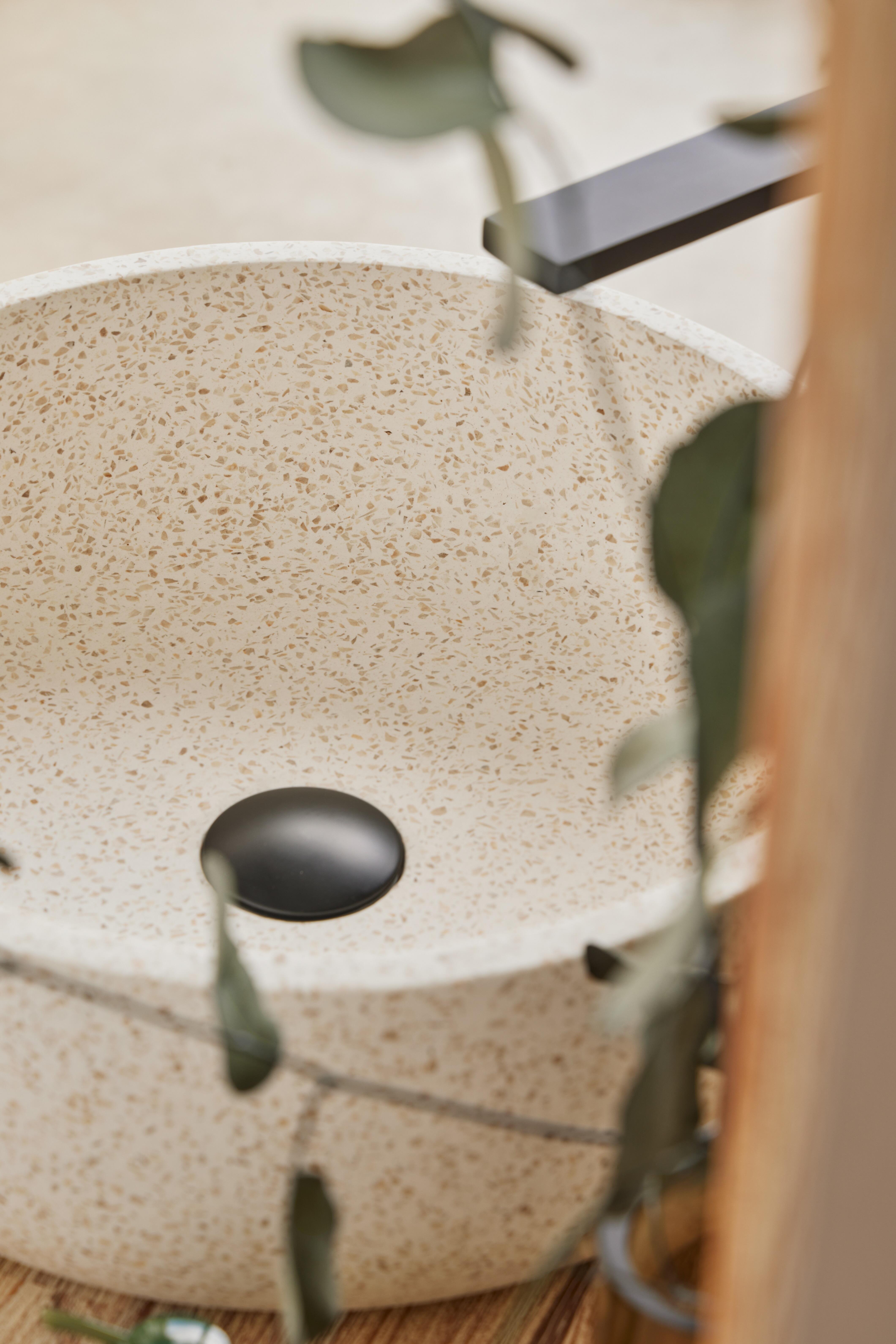 Lavatório de pousar 39x14x39 cm bege mate Florencia Terrazo - 7