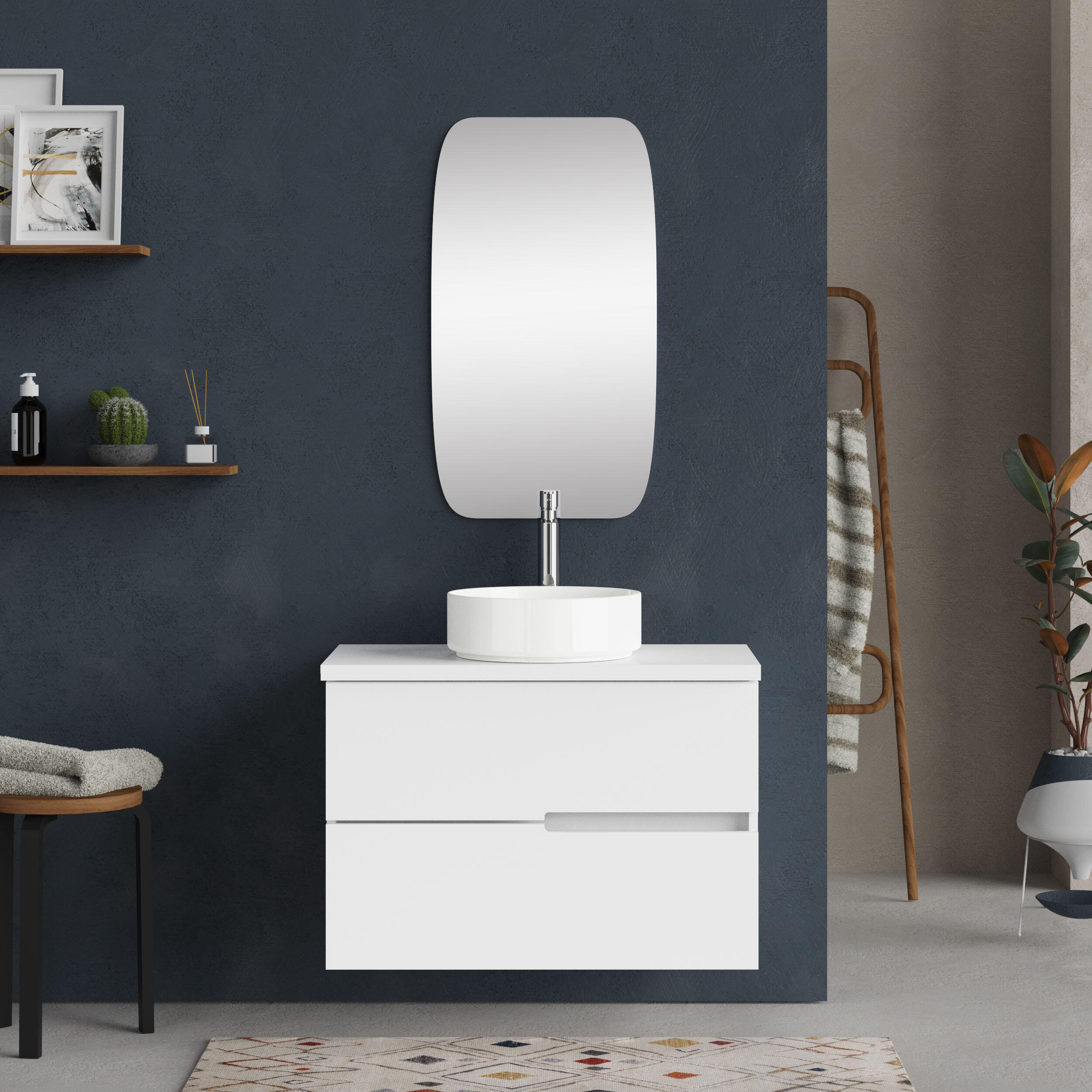 Encimera lavabo alda blanco seda 91x46x3 cm