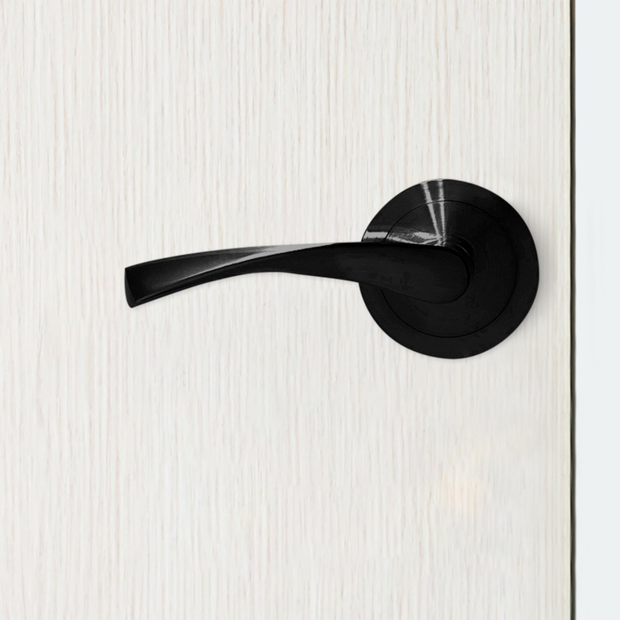 Juego de manilla con roseta ancha de aluminio color negro - 3