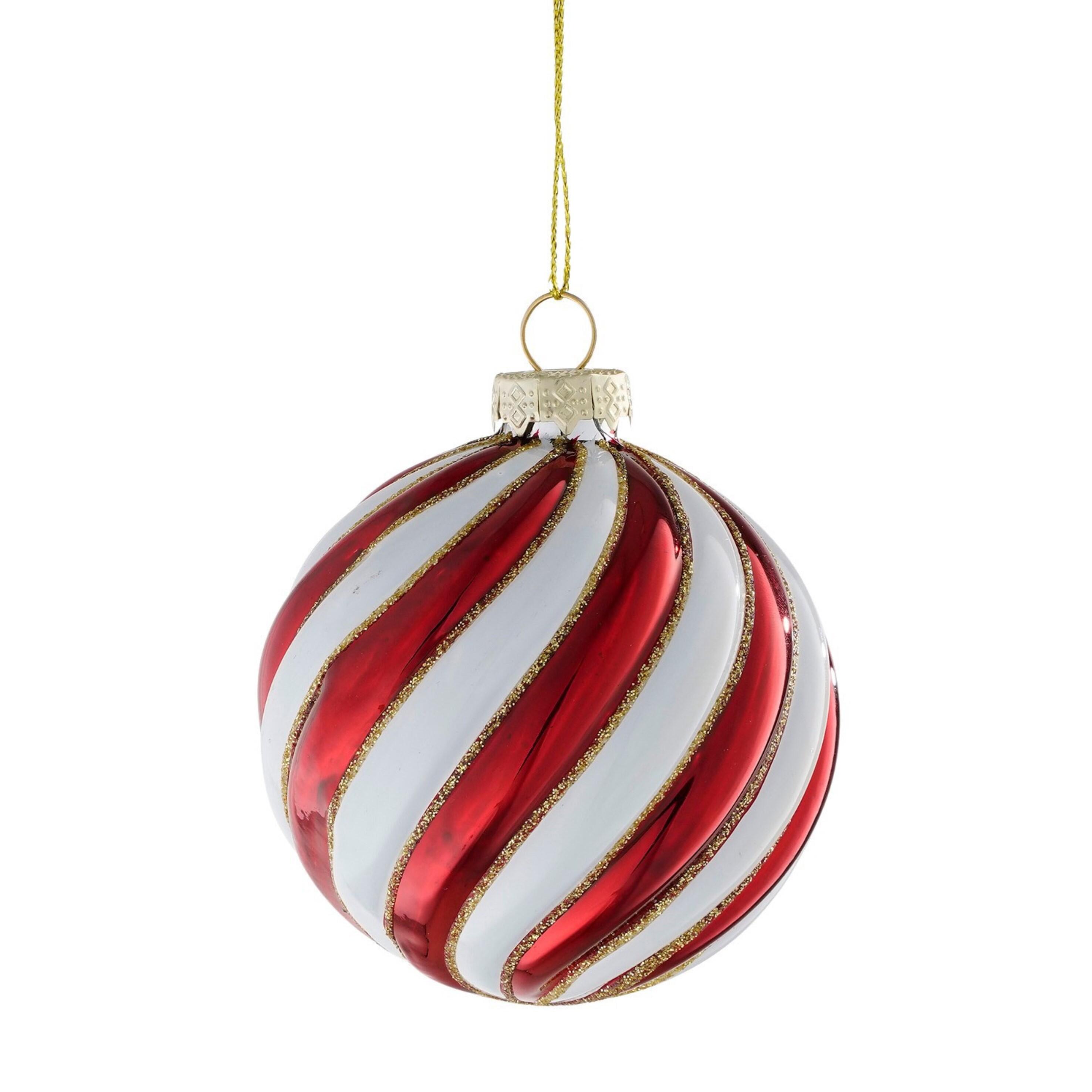 Bola de natal espirais vidro ⌀8 cm vermelho e branco (formato sortido) - 3