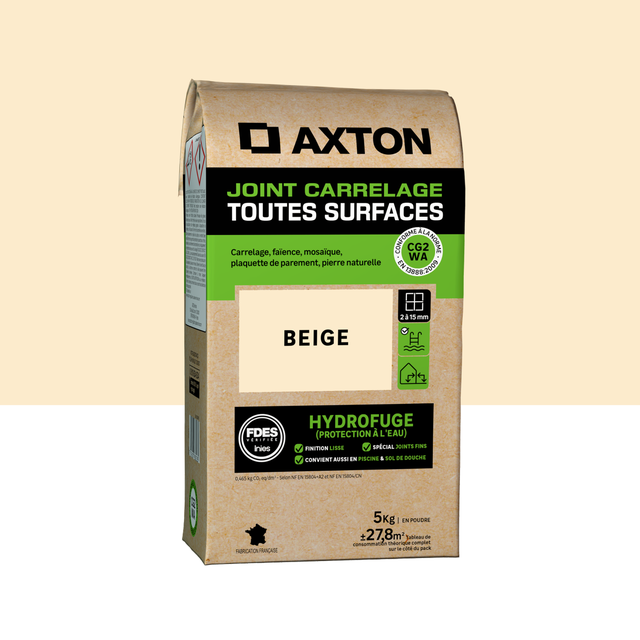 Joint tous types de carrelage et mosaïque beige AXTON, 5 kg