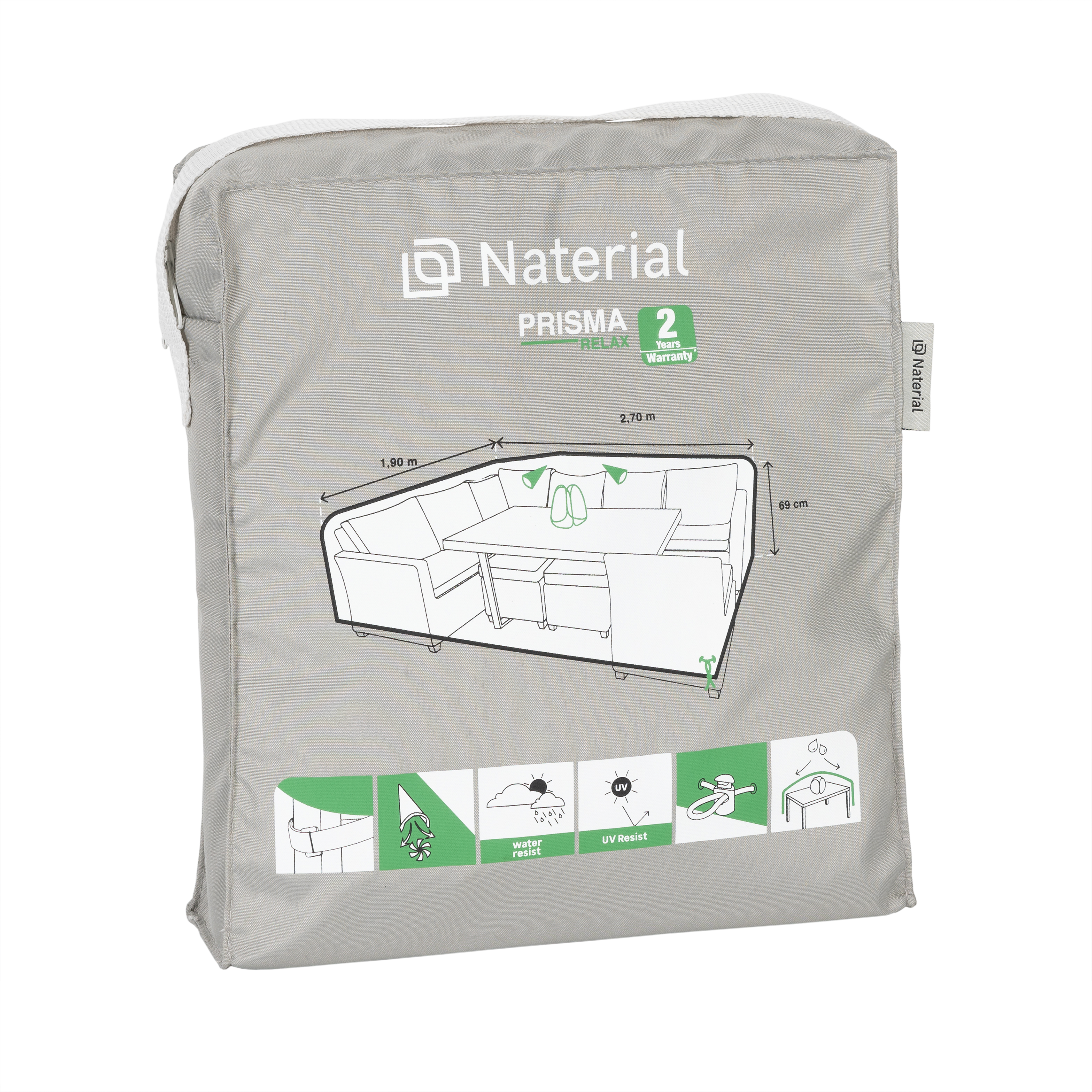 Housse de protection d'extérieur salon XL l.270 x H.70 cm Prisma NATERIAL - 8
