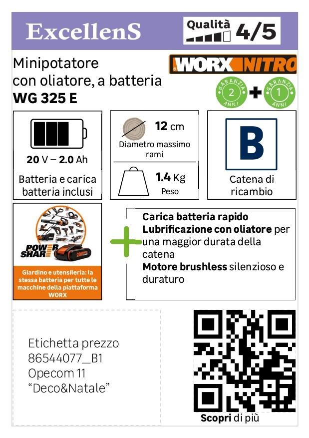 Potatore a batteria WORX Powershare WG325E 2Ah 20V barra da 12 cm, 1 batteria inclusa - 6