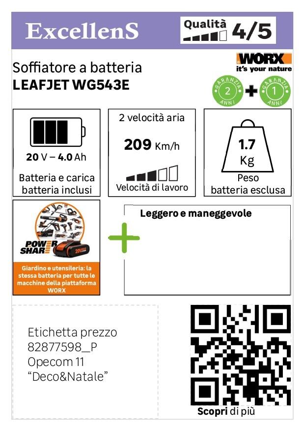 Soffiatore a batteria WORX WG543E, 20 V 1 batteria inclusa - 10
