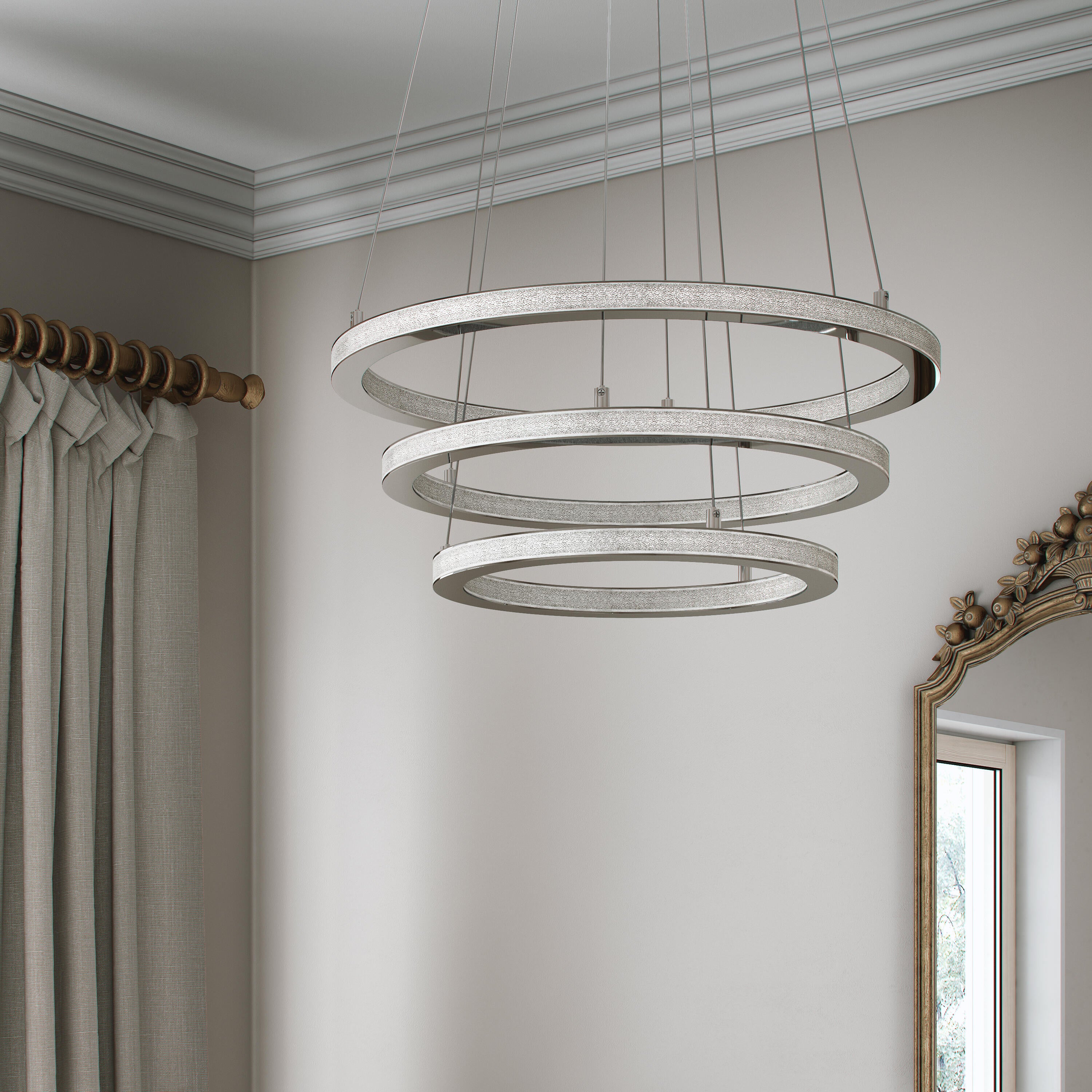 Lampadario LED neoclassico Shokia grigio Ø60cm, luce naturale 10680 lumen, INSPIRE - 2