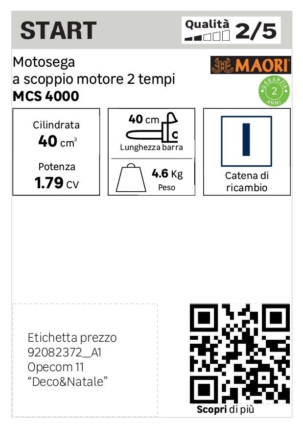 Motosega a scoppio MAORI MCS 4000, 40 cc barra da 40 cm - 14