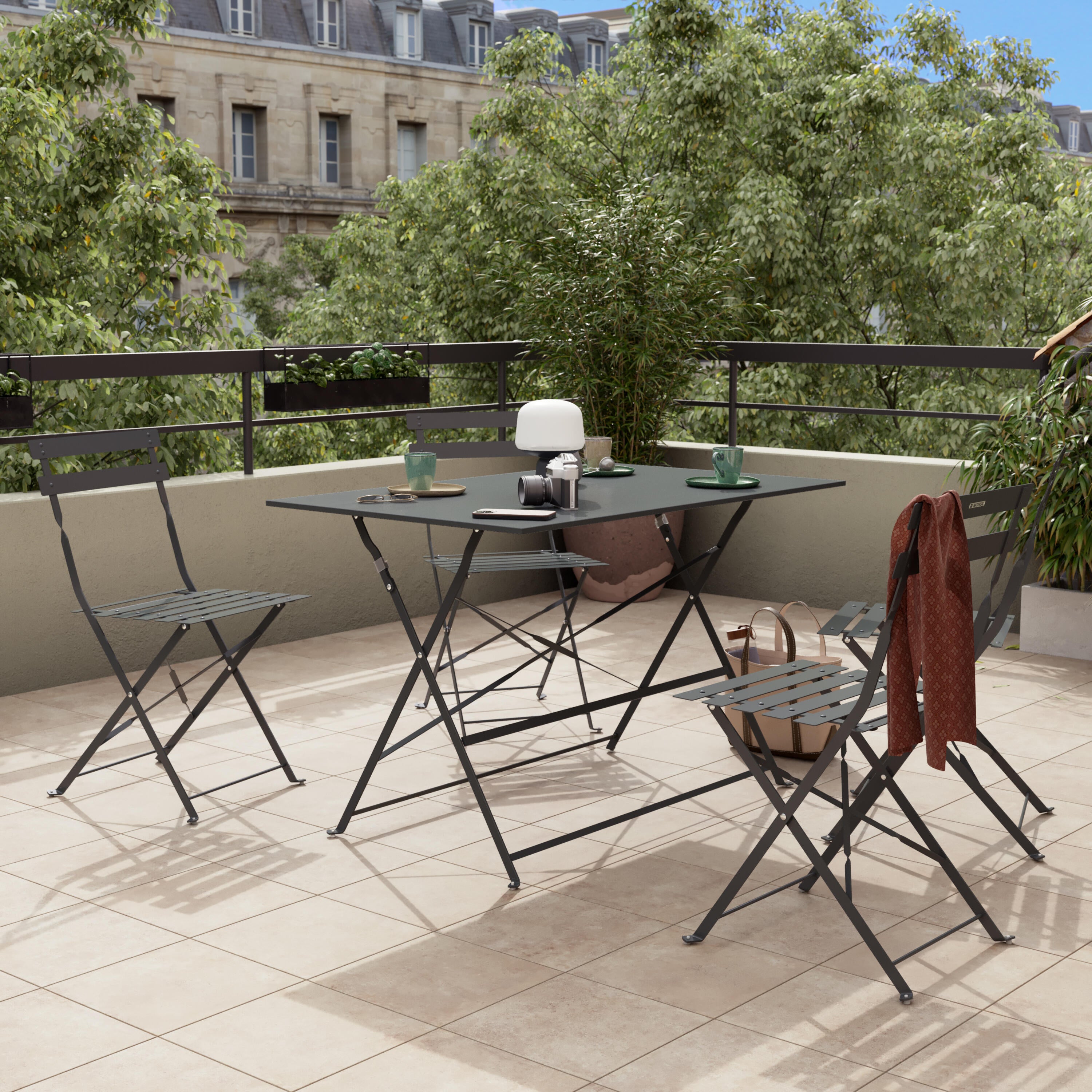 Sedia da giardino pieghevole Flora NATERIAL, struttura e seduta in acciaio antracite - 3