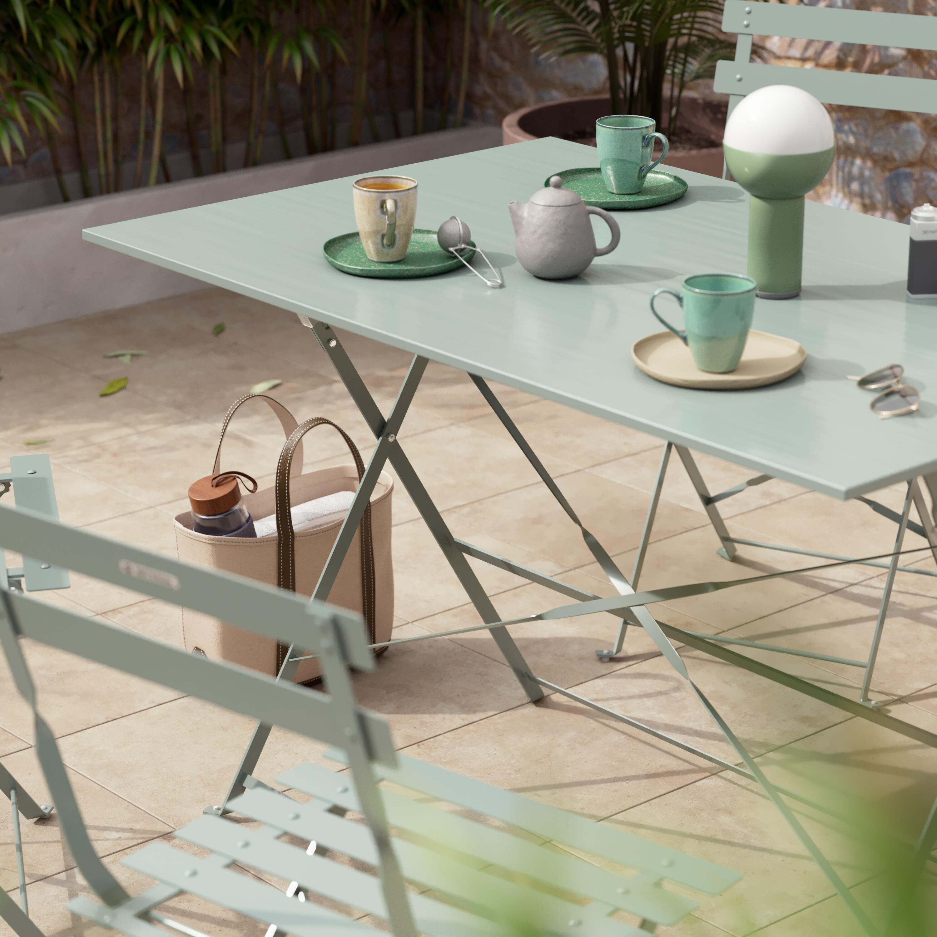 Lámpara de mesa sin cable LED con control de la intensidad de la luz Caspe Dolci INSPIRE con estructura verde pantalla verde luz cálida 3000K - 6