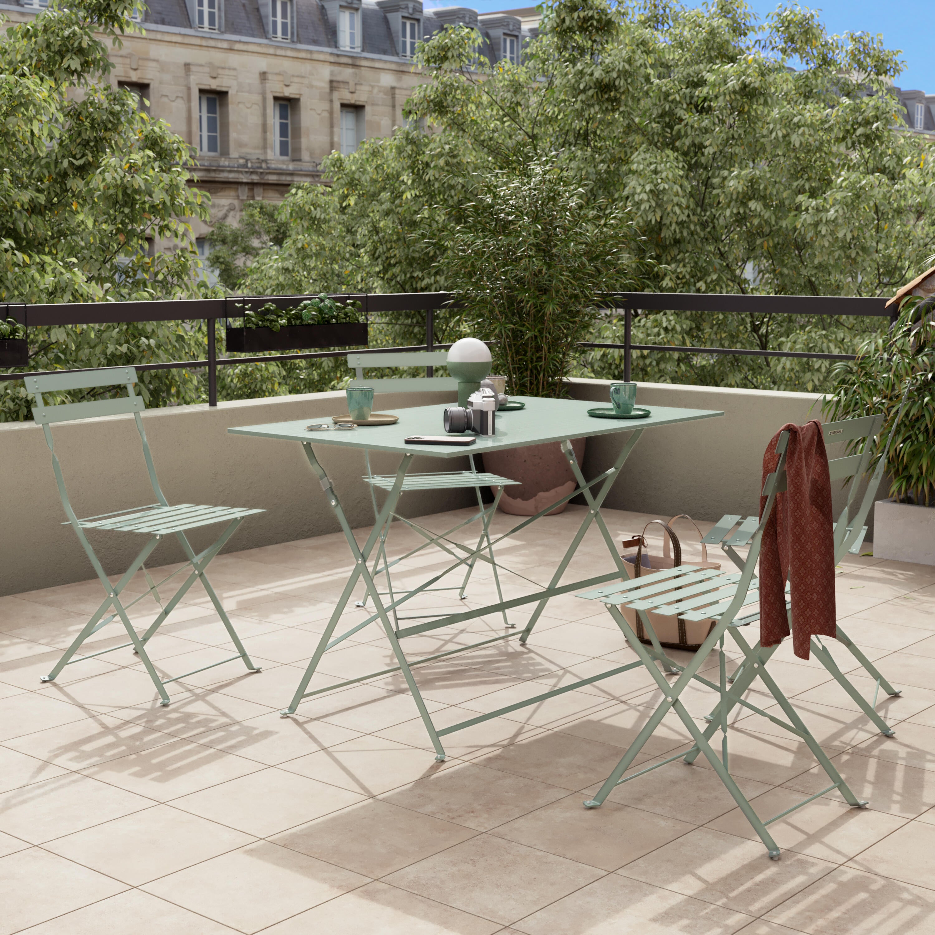 Sedia da giardino pieghevole Flora NATERIAL, struttura e seduta in acciaio verde - 3