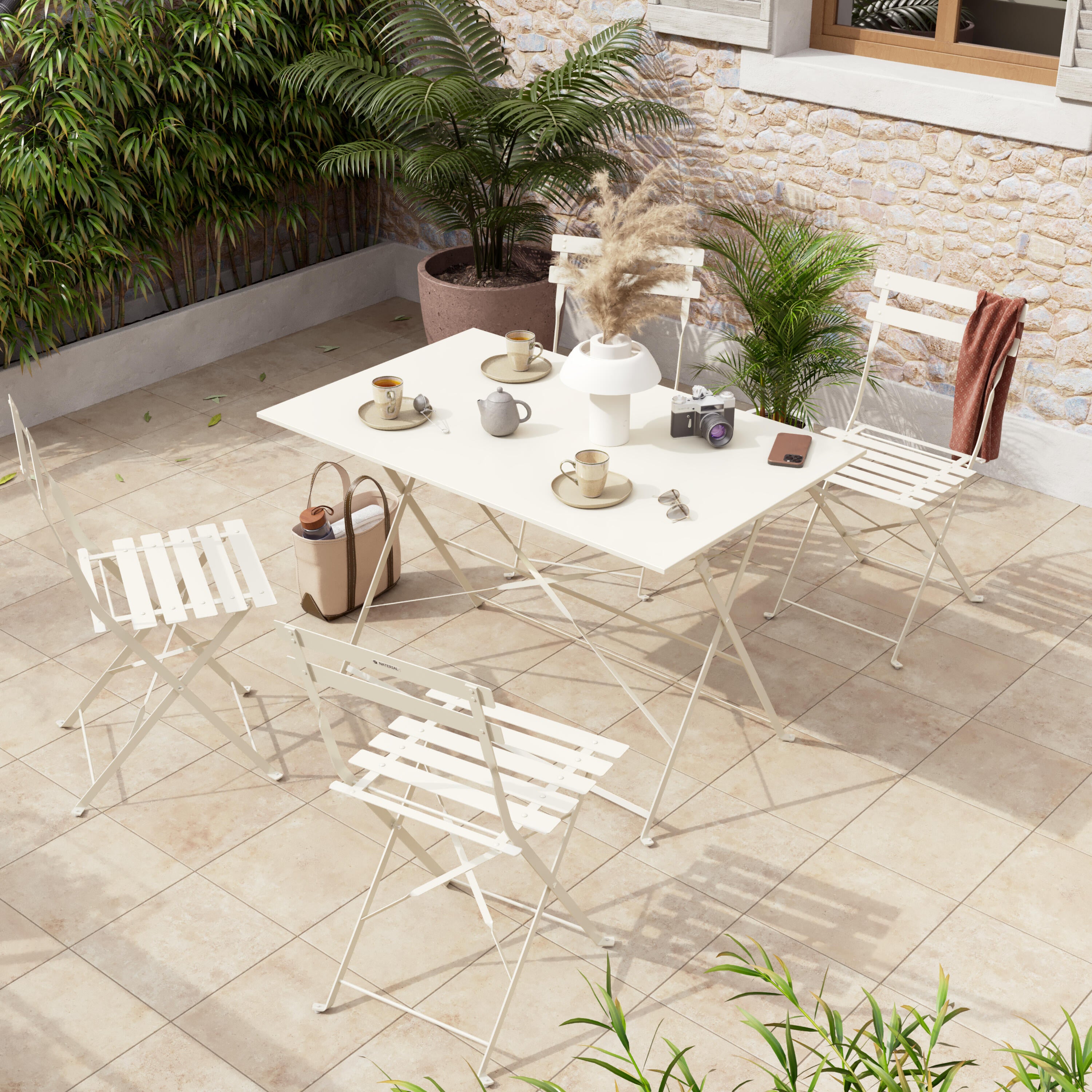 Chaise de jardin NATERIAL Flora en acier crème - 4