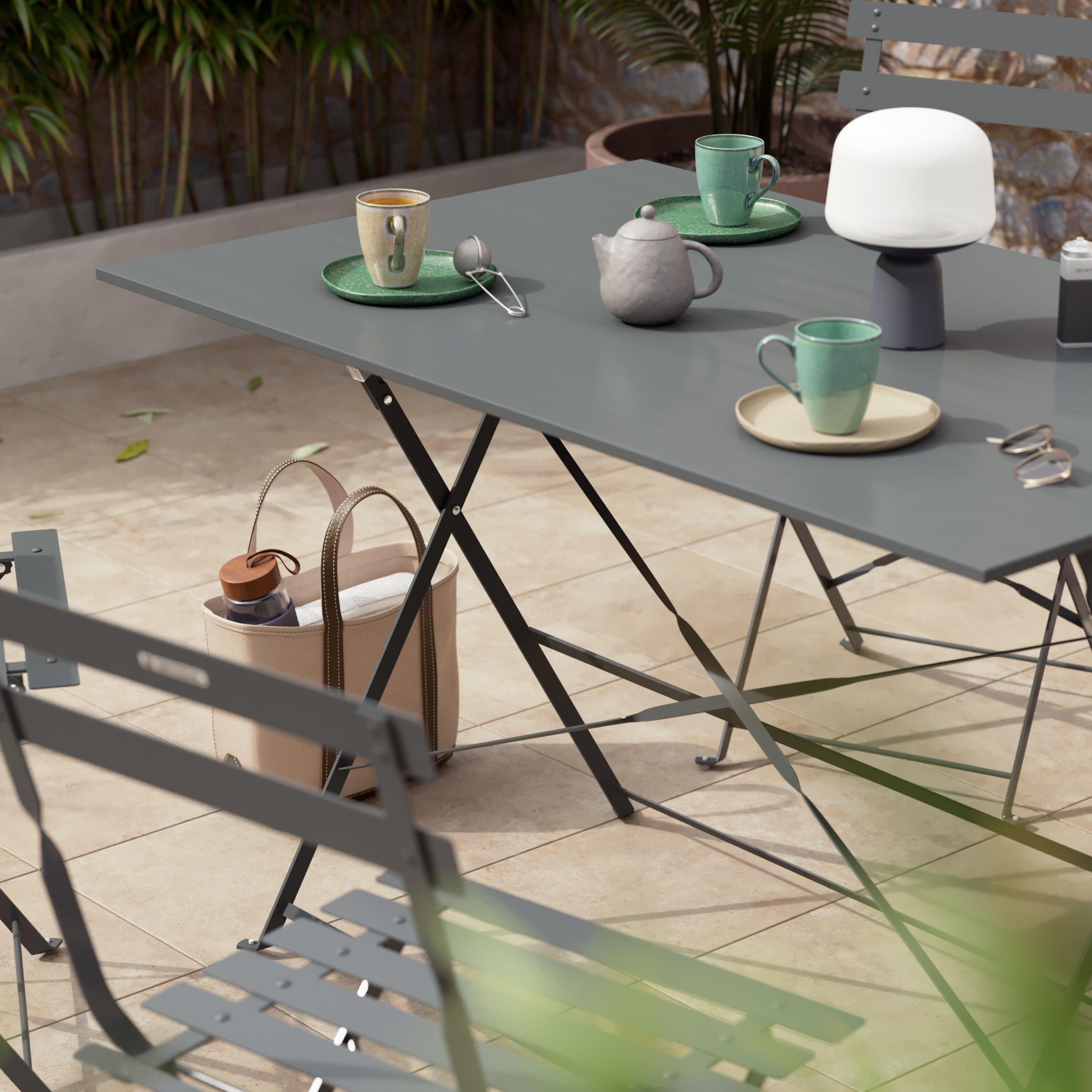 Mesa de refeição dobrável em aço 110x70 cm antracite Naterial Flora - 6