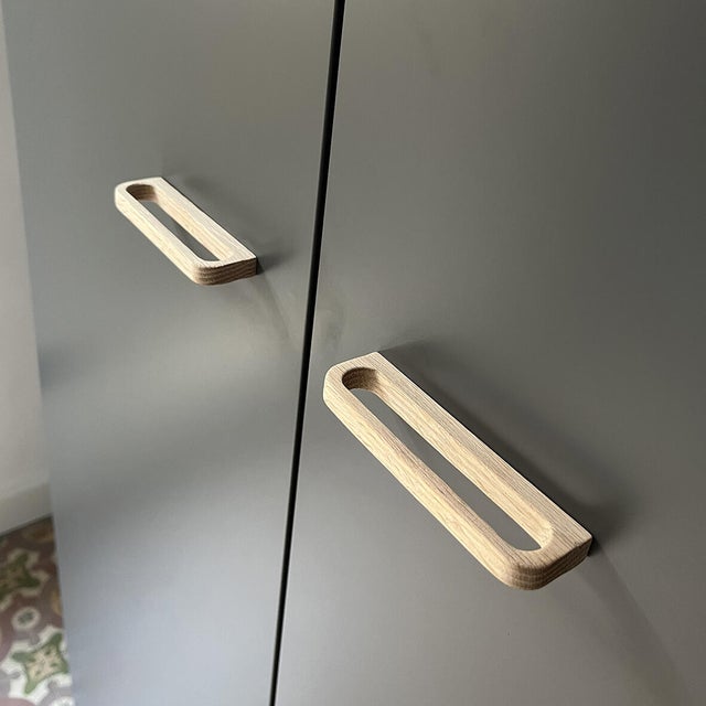 Poignée de meuble Soho, bois bois clair brut, entraxe 96 mm