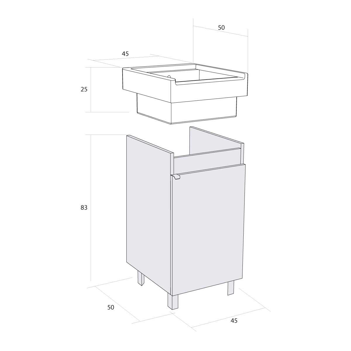 Mobile lavanderia Exe 1 anta in legno rovere chiaro P 50 x L 45 x H 84 cm - 8