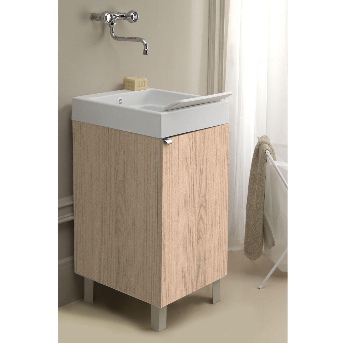 Mobile lavanderia Exe 1 anta in legno rovere chiaro P 50 x L 45 x H 84 cm - 3
