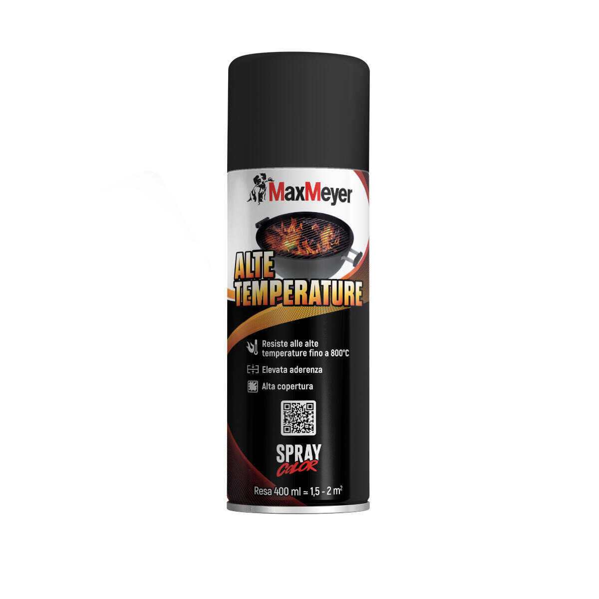 Smalto spray MAXMEYER alte temperature con solvente nero 0.4 L - 5