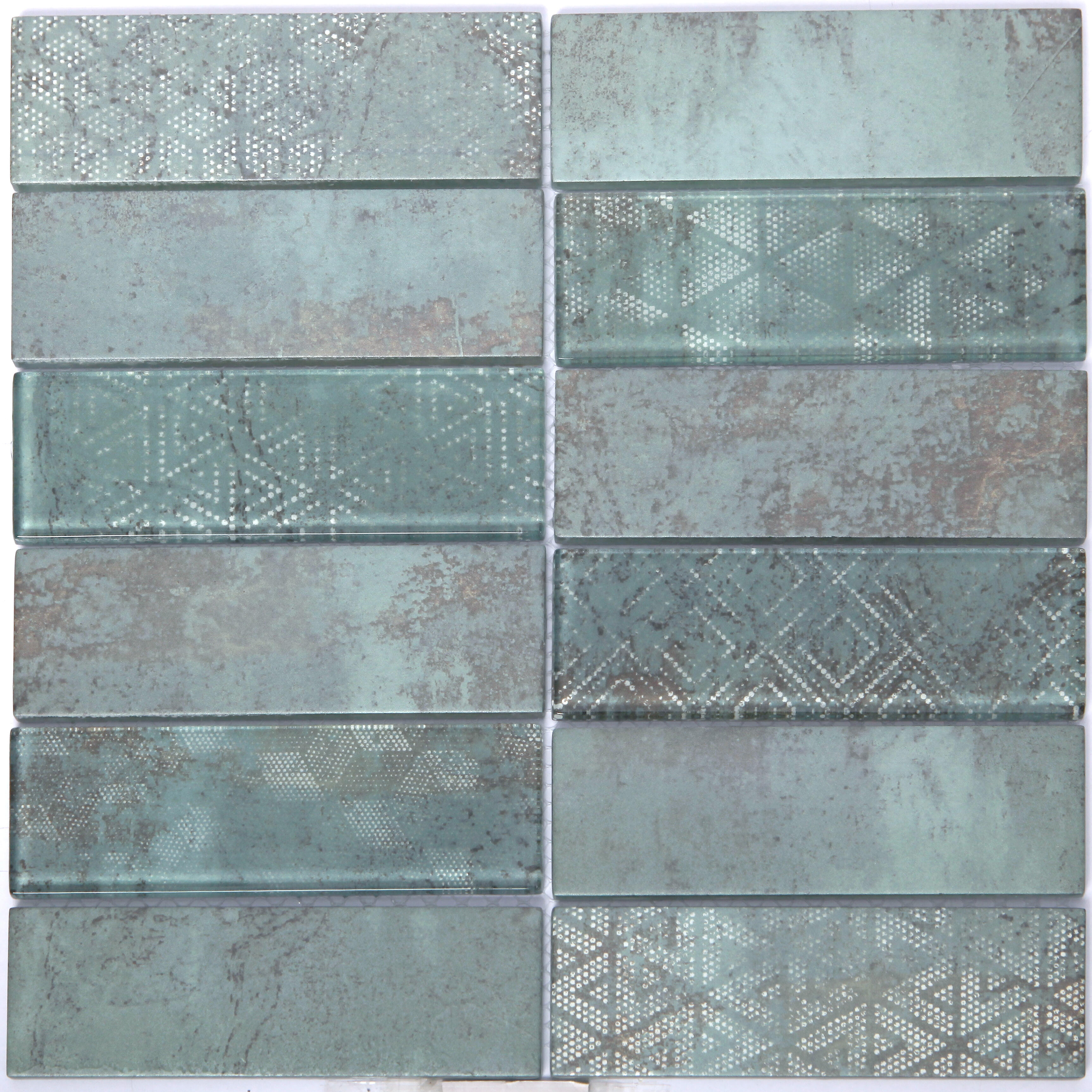 Azulejo mosaico vidrio tribal efecto vidrio azul 30x30 cm