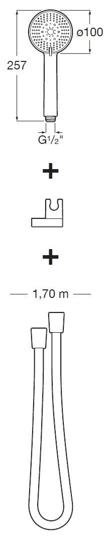 Alcachofa de ducha + flexo + soporte ROCA Stella-N negro con 3 funciones - 3
