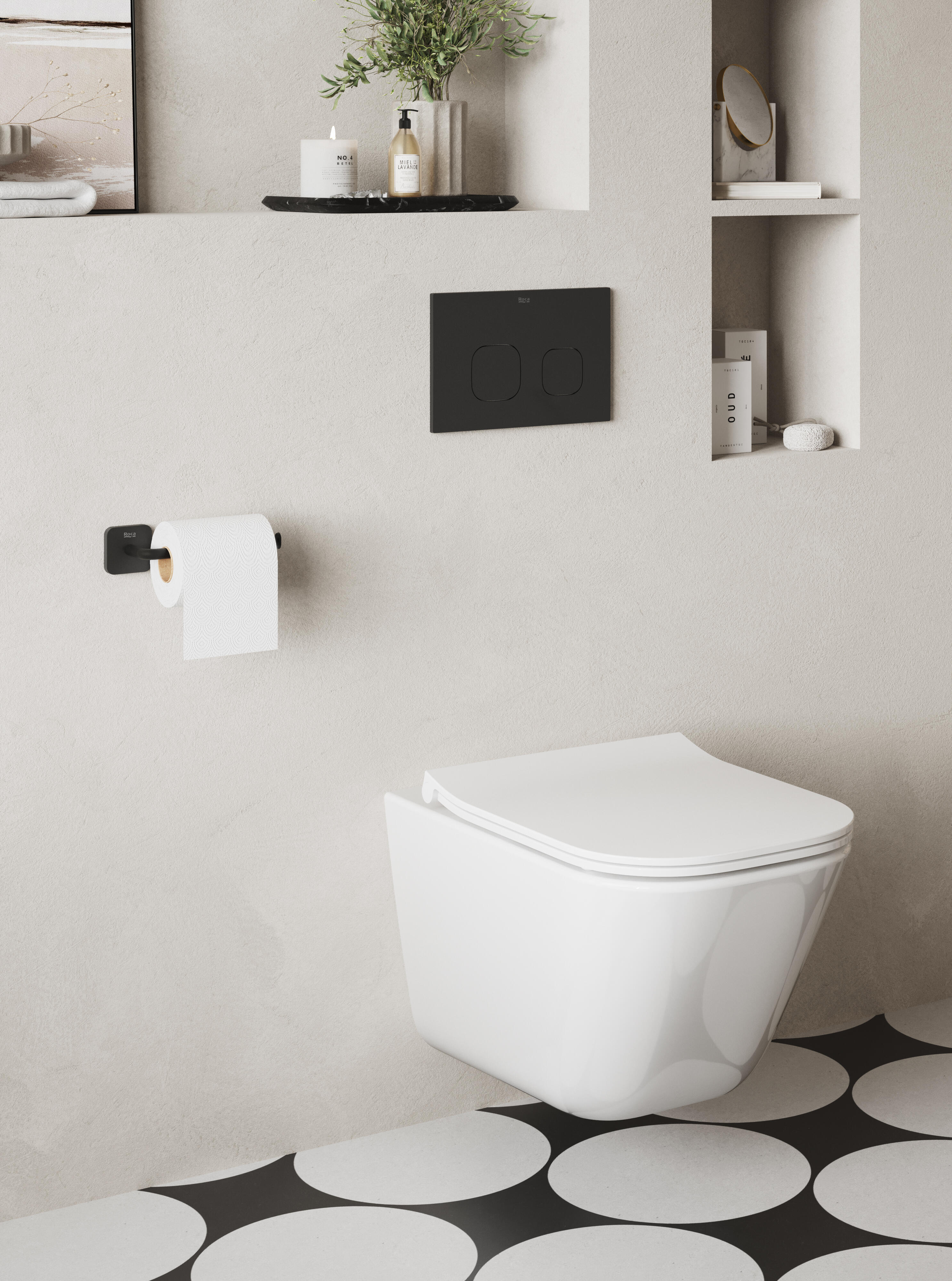 Portarrollos de papel higiénico Adagio-N negro adheviso o para atornillar - 3